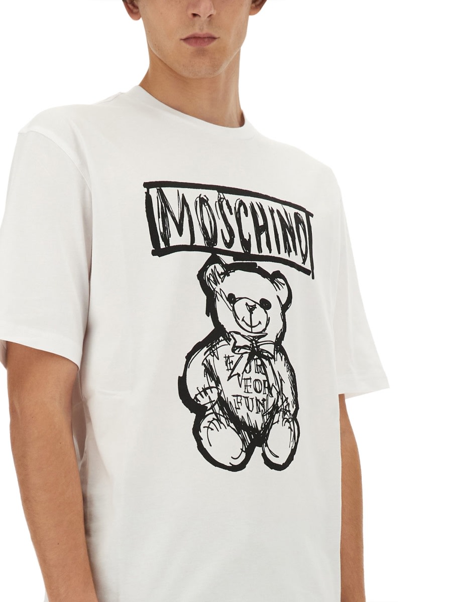 Shop Moschino Cotton T-shirt In White