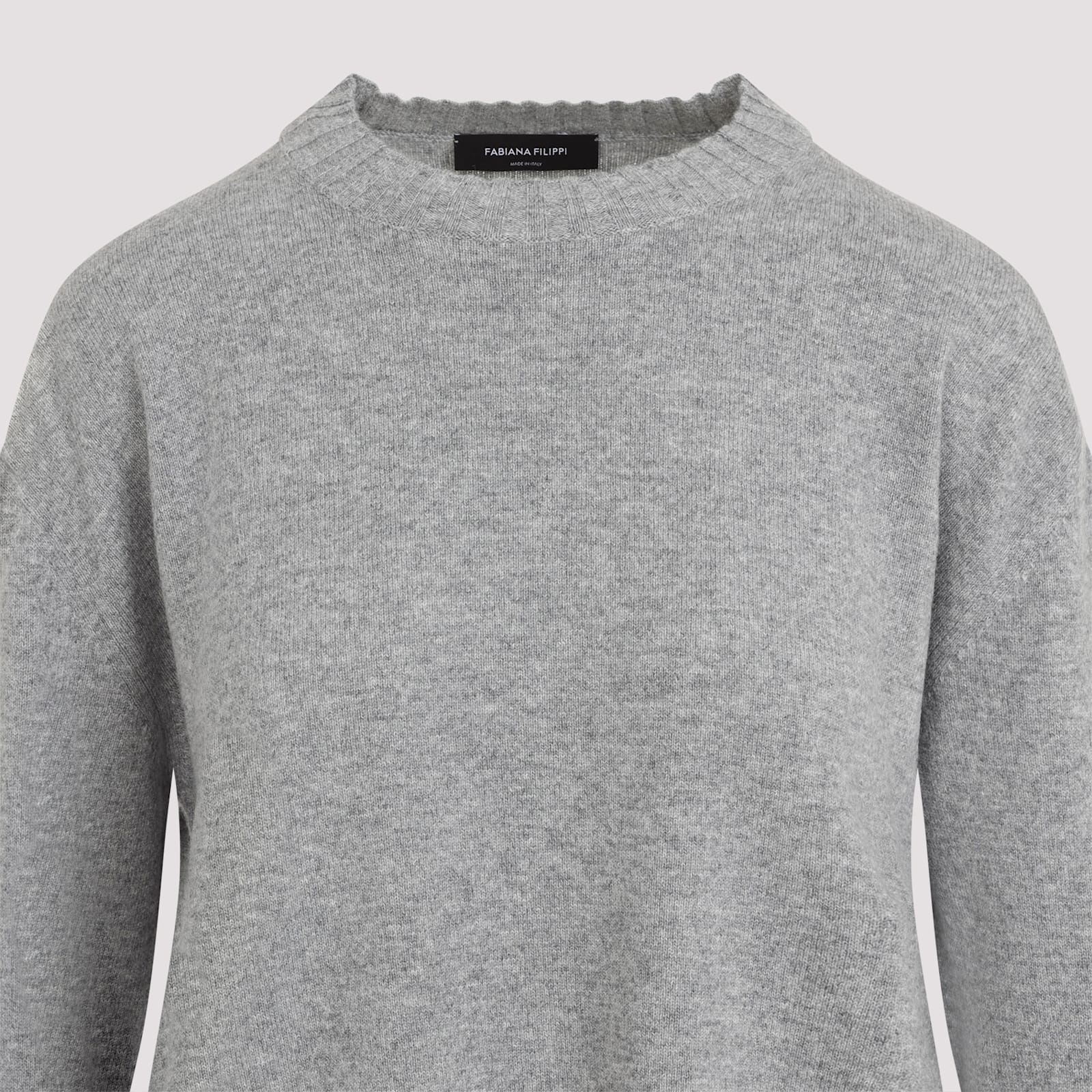 Fabiana Filippi Wool-cashmere Blend Sweater With Ribbed Hem In Gray