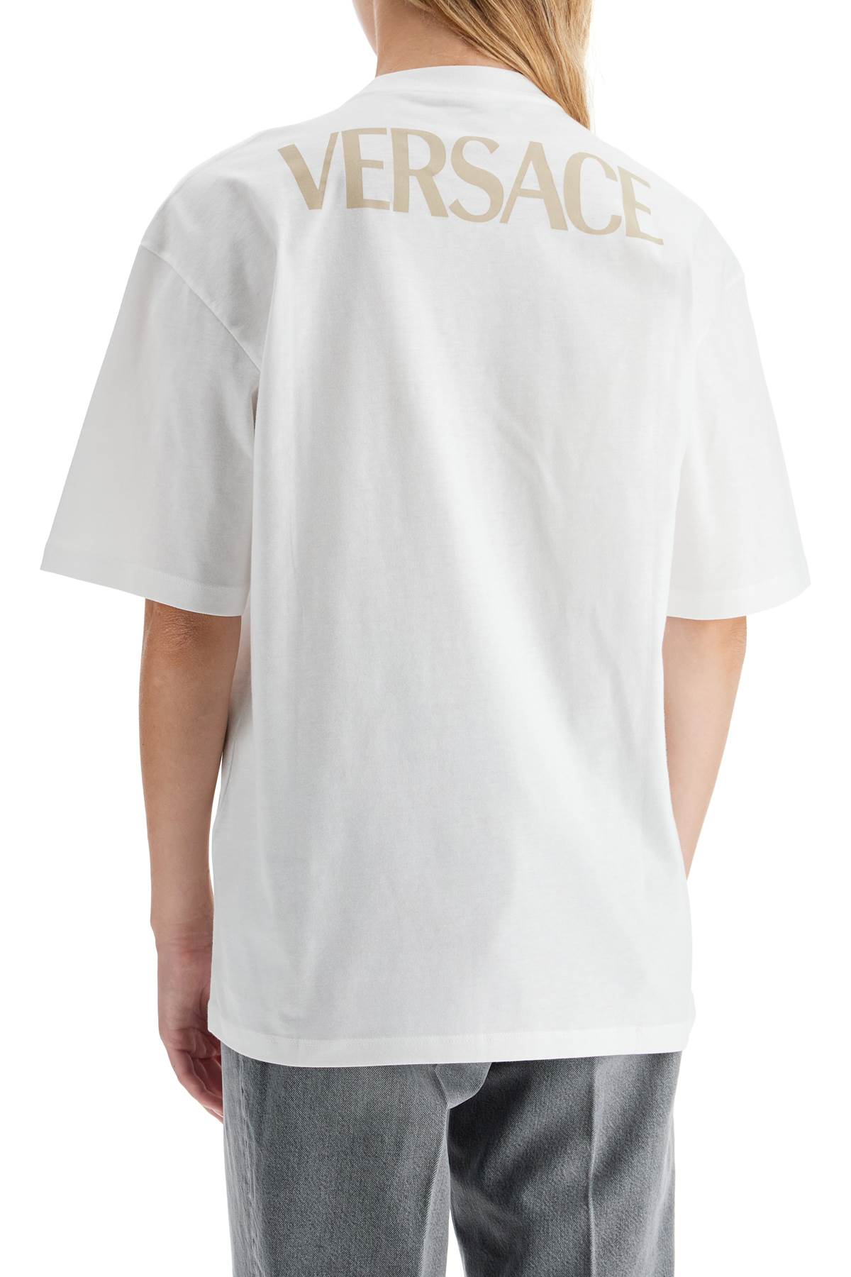 Shop Versace Oversized T-shirt - The In White+multicolor (white)