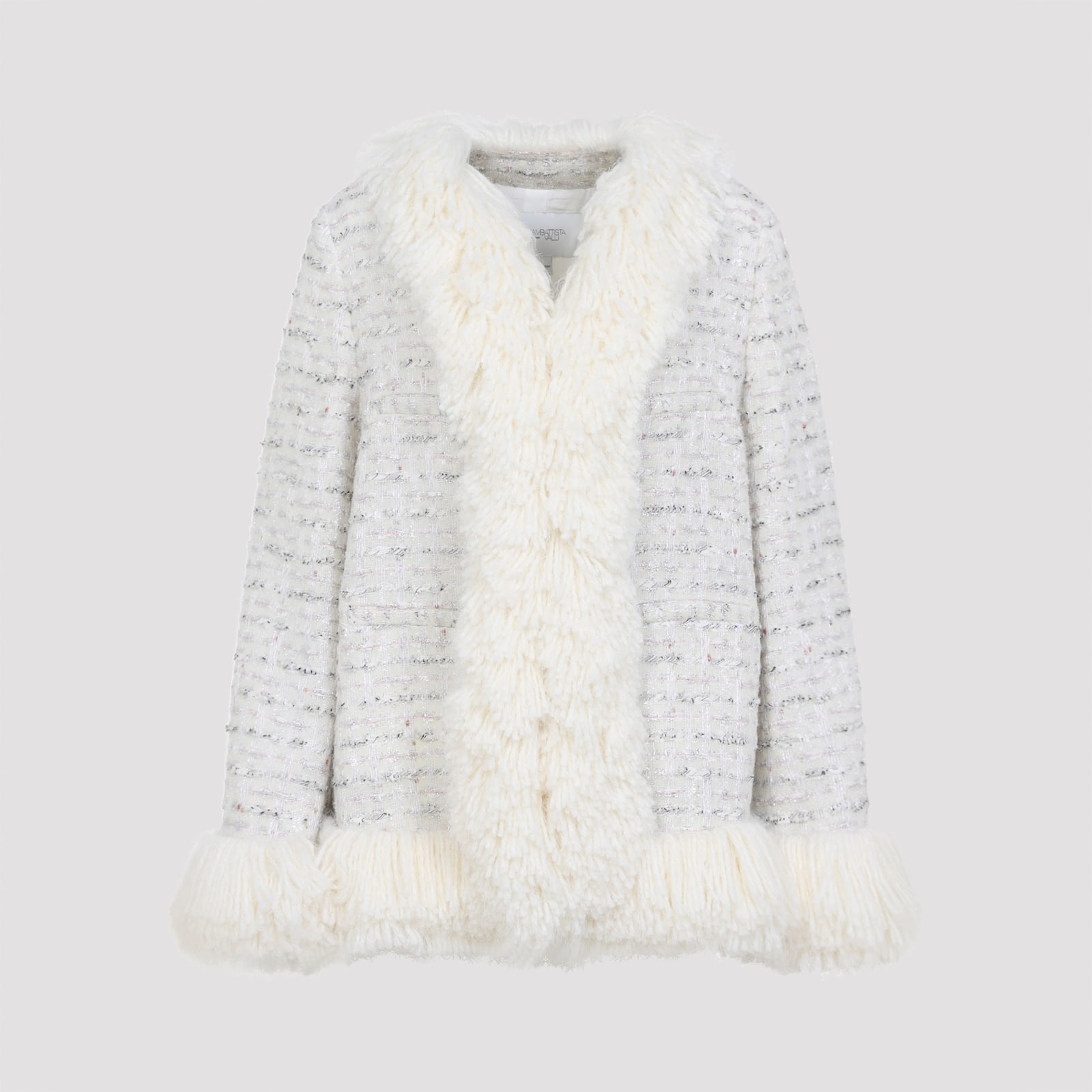 Giambattista Valli Fur-trimmed Short Wool Coat In White