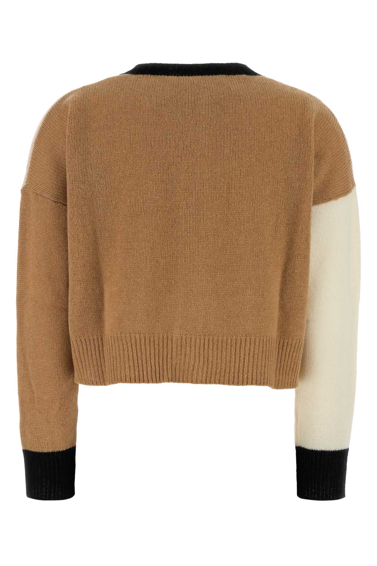 Marni Multicolor Cashmere Oversize Cardigan In Brown