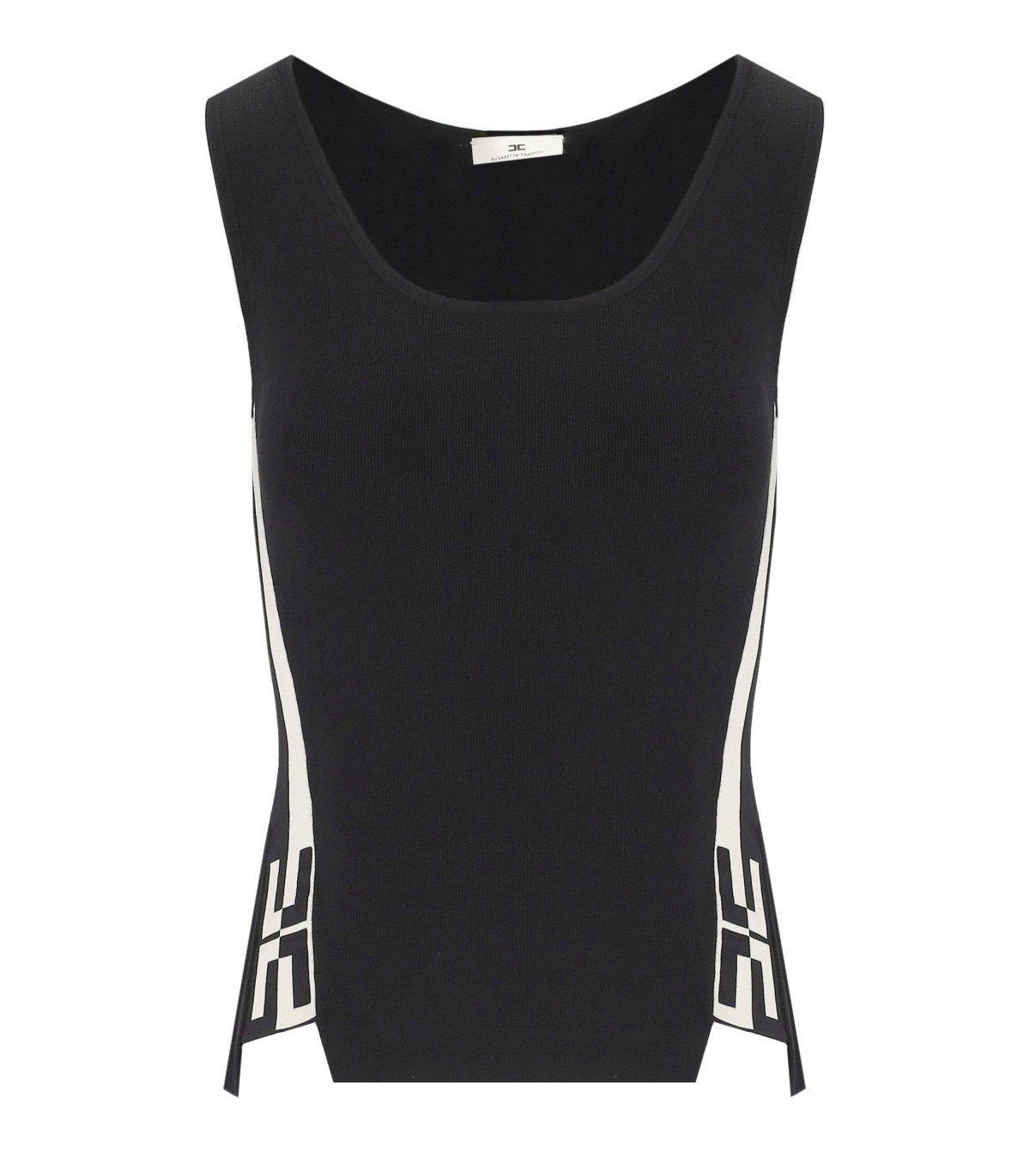 Shop Elisabetta Franchi Logoed Bands Top In Nero