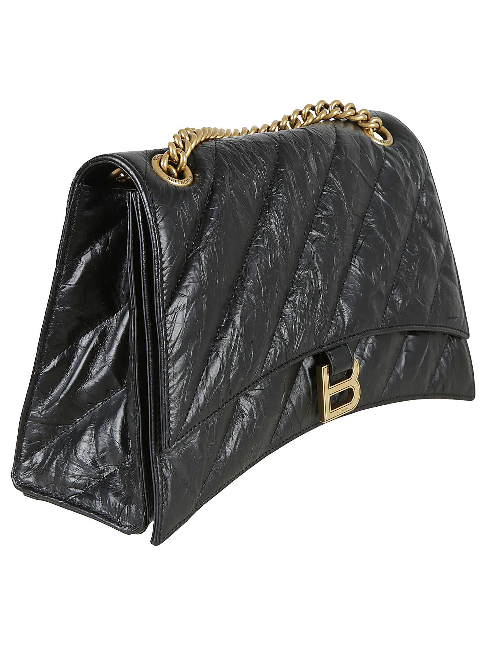 Shop Balenciaga Medium Crush Shoulder Bag In Black