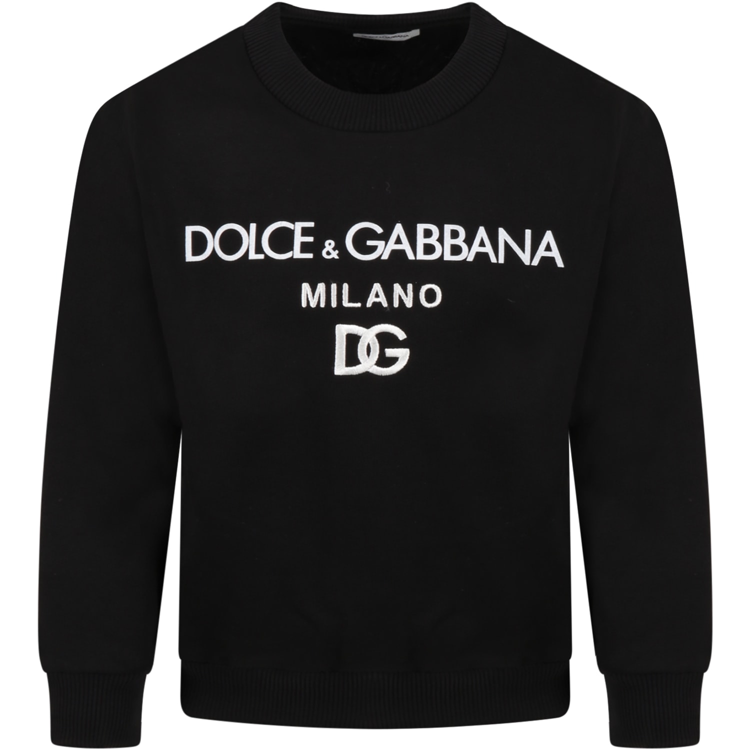 Dolce & Gabbana Black Sweatshirt For Kids With Logos