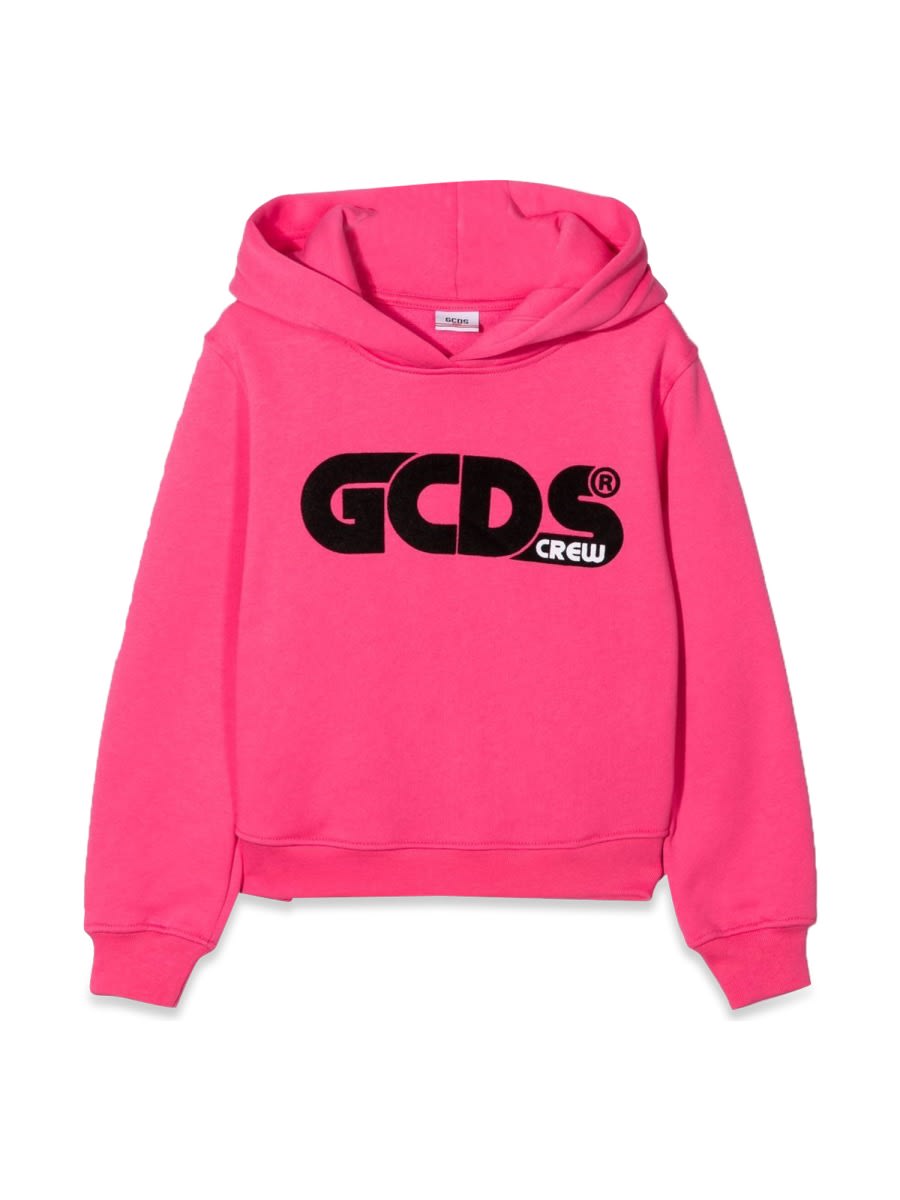 Gcds Kids' Cropped Hoodie Girl In Fuchsia