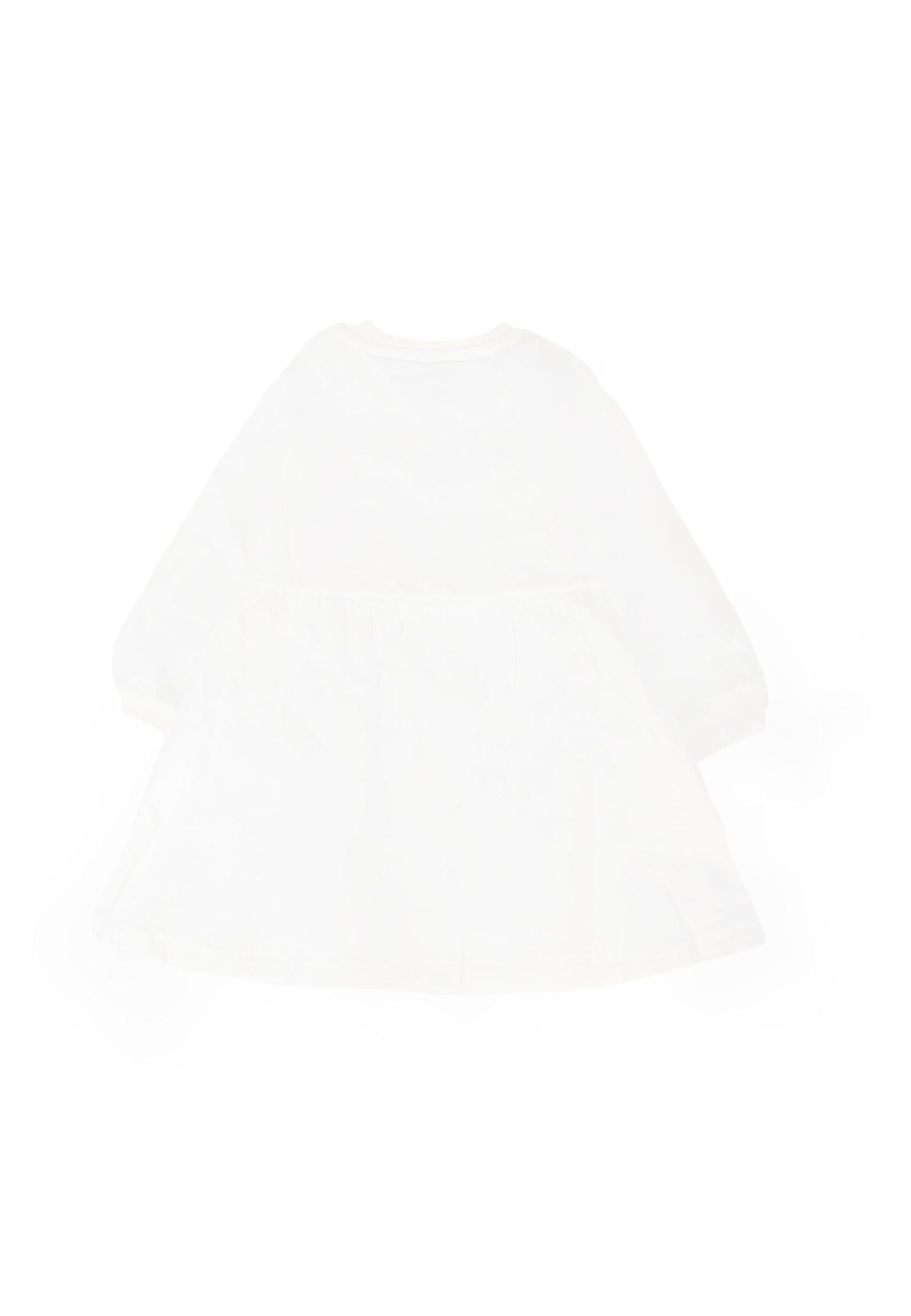 Moschino Ivory Dress For Girl With Teddy Bear And Logo In White