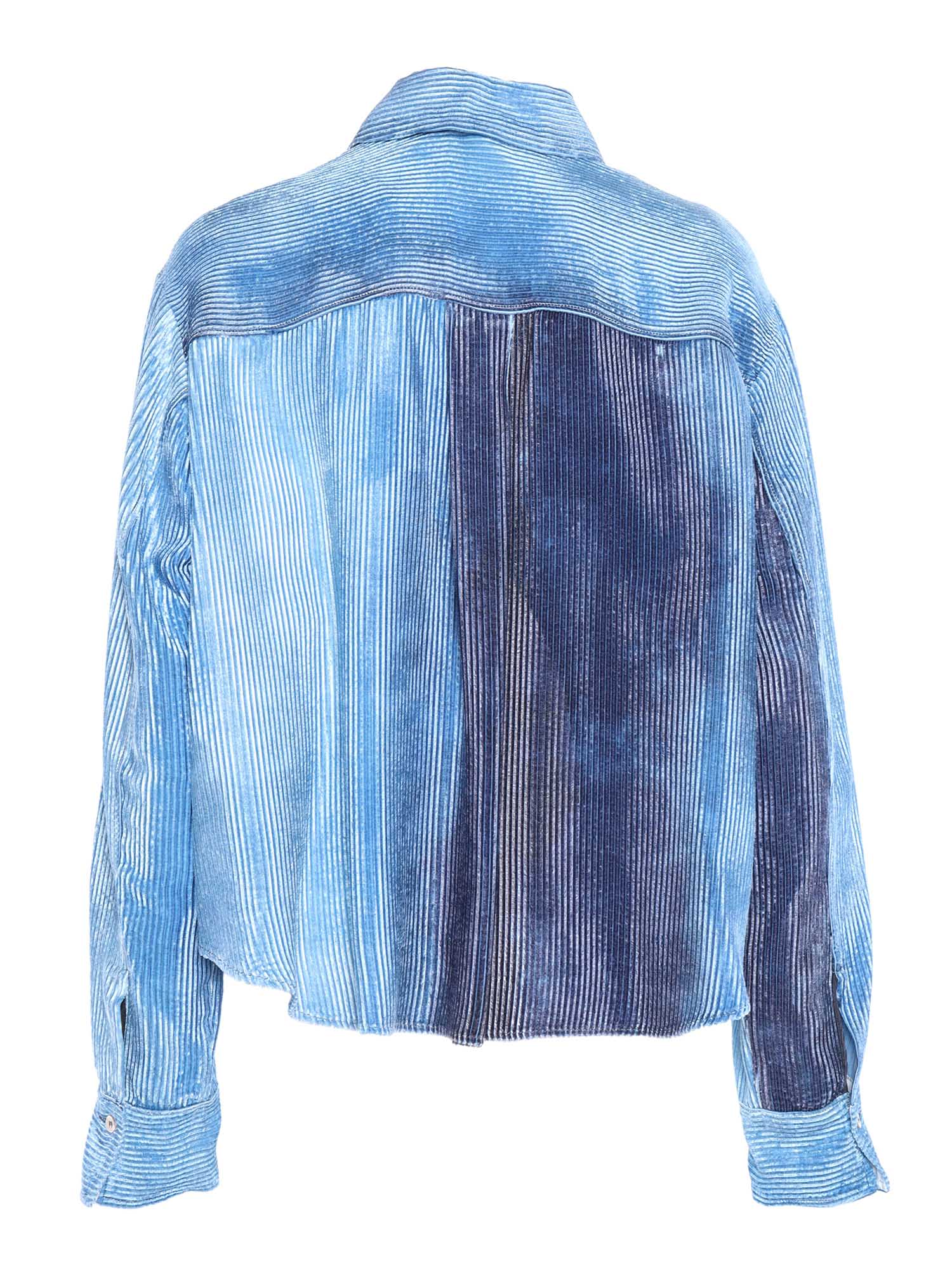 Shop Forte Forte Velvet Denim Overshirt In Multicolor