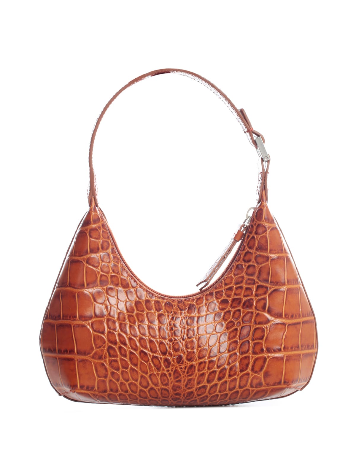 BY FAR Baby Amber Tan Croco Embossed Leather
