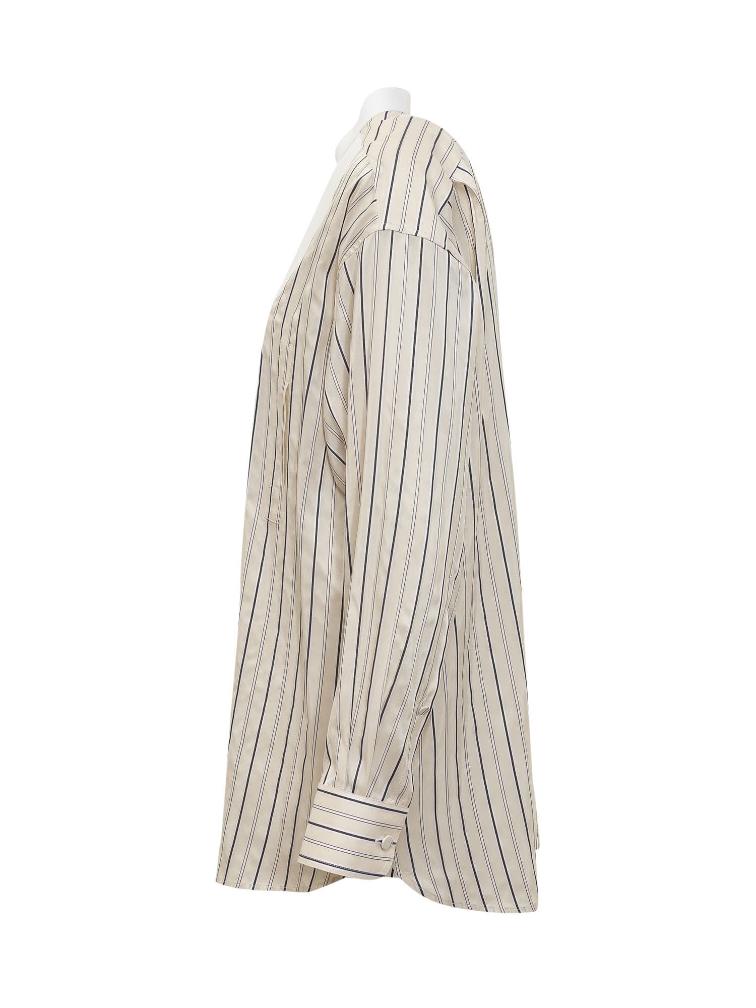 Shop Stella Mccartney Maxi Shirt With Striped Pattern In Magnolia