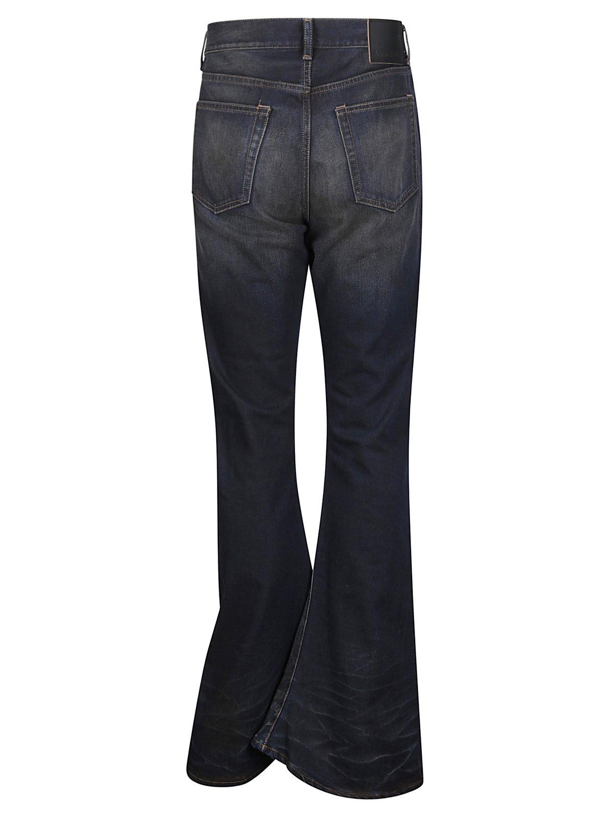 Shop Acne Studios Logo Patch Flared Leg Jeans In Dark Blue