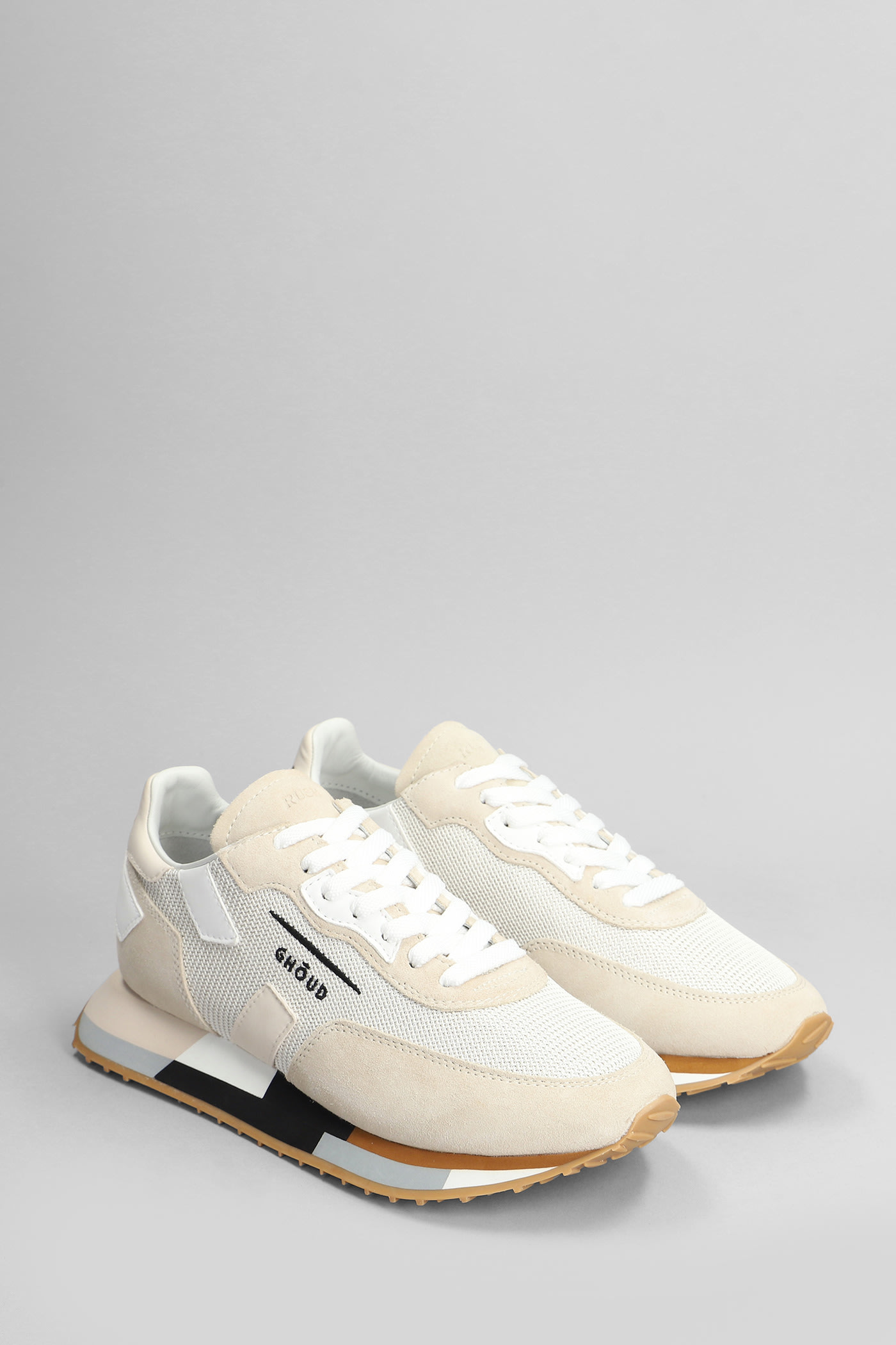 Shop Ghoud Rush Multi Sneakers In Beige Suede And Fabric