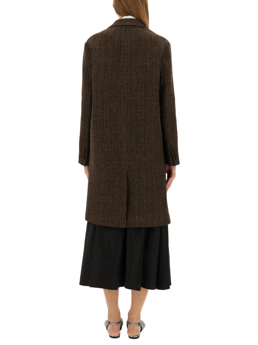 Aspesi Longline Coat With Notched Lapels And Pockets In Brown