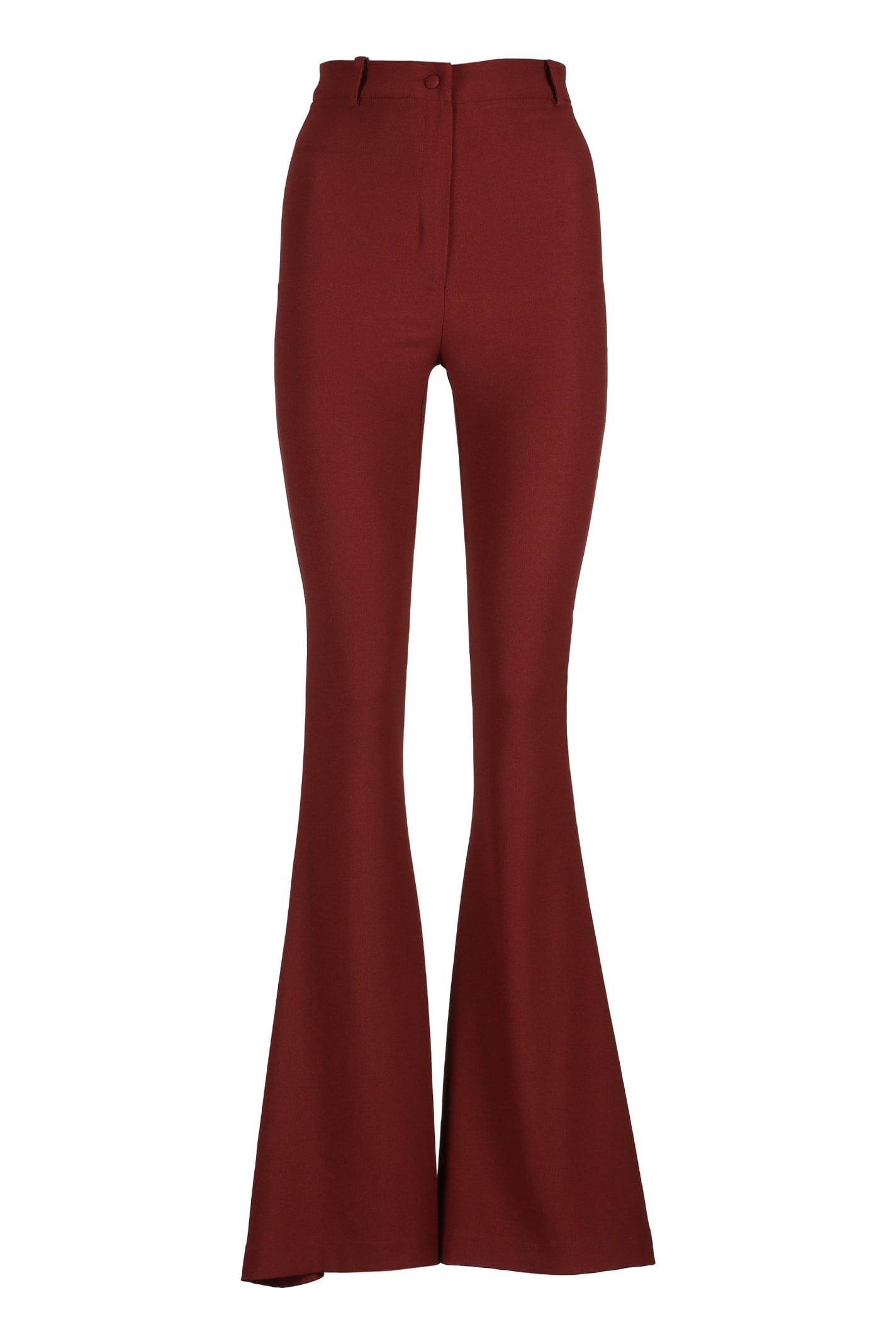 burgundy flared trousers
