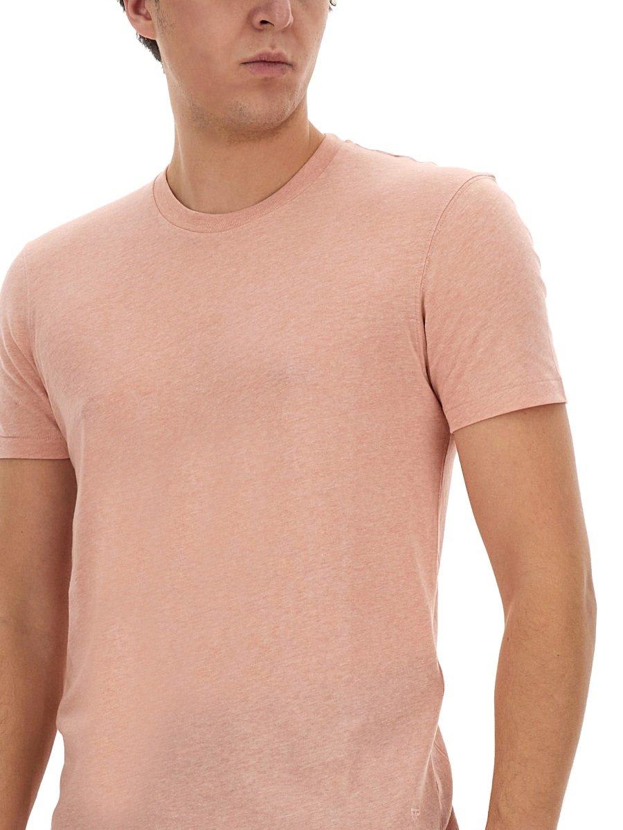 Shop Tom Ford Crewneck Short-sleeved T-shirt In Peach