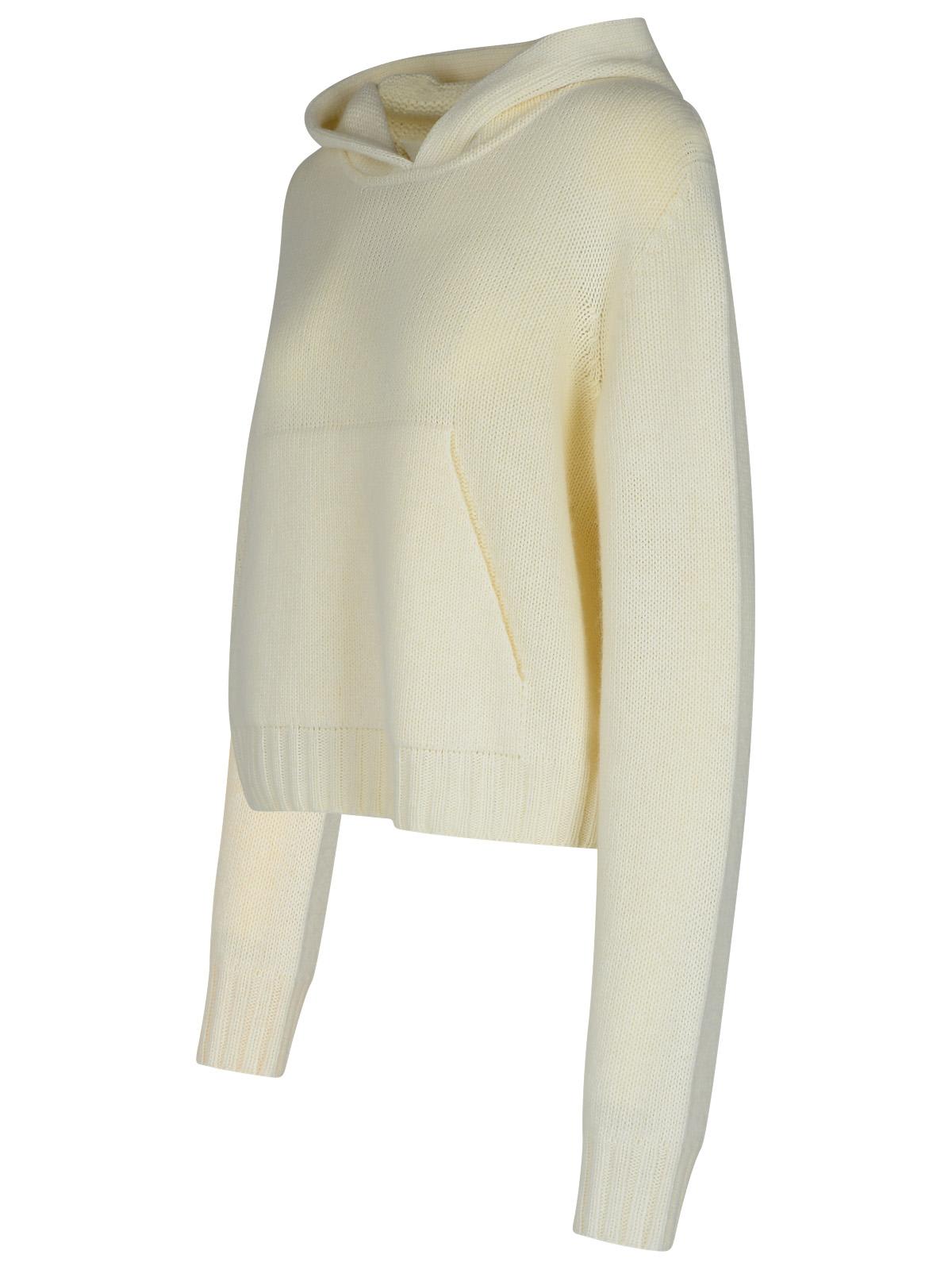 Shop Palm Angels Curved Cream Wool Blend Sweater In Bianco E Beige