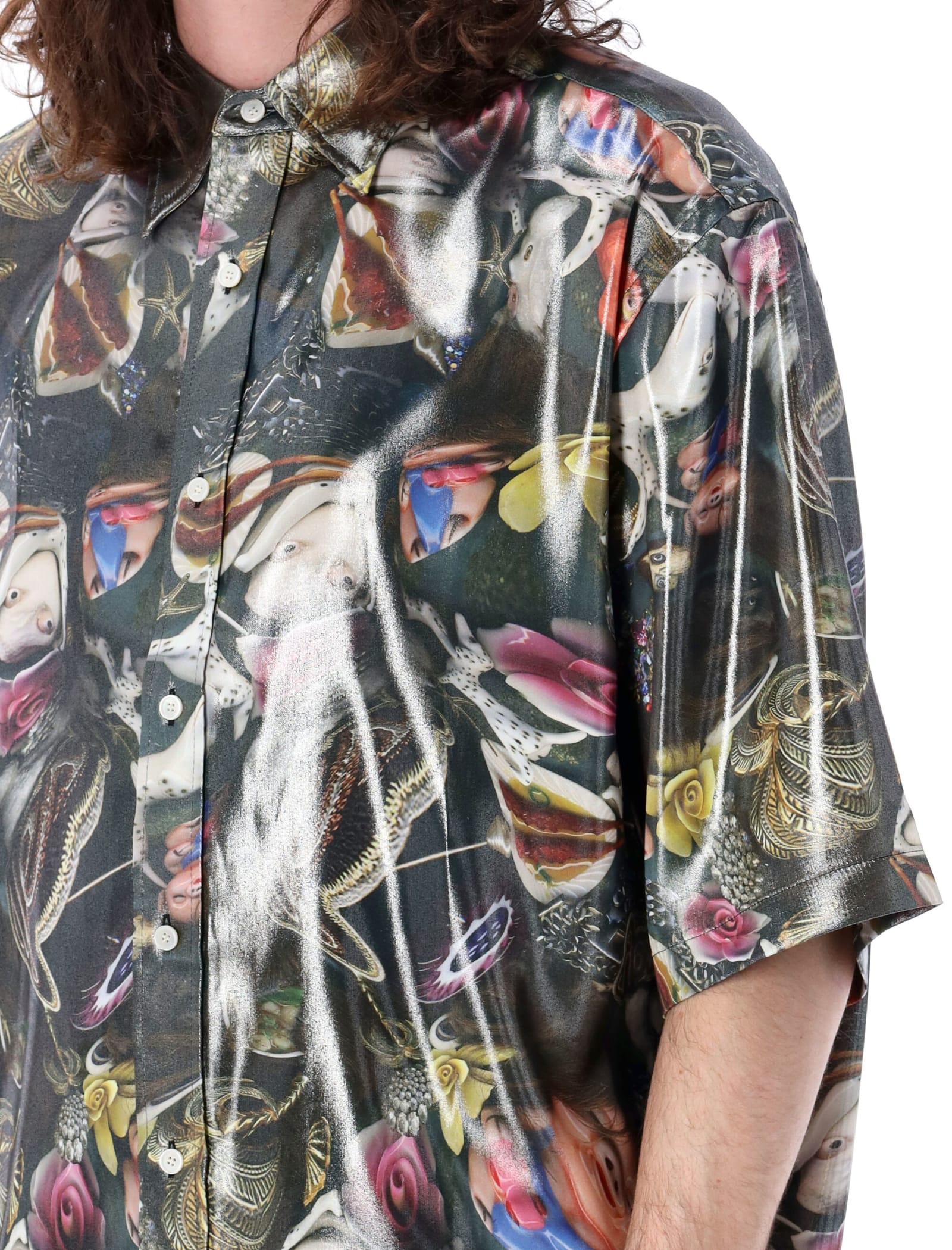 Acne Studios Sandro Printed Fluid Tech Shirt In Black Print