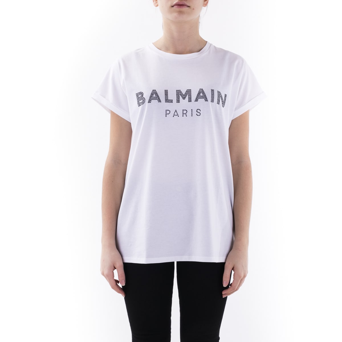 Balmain Womens T-shirt In White - Black
