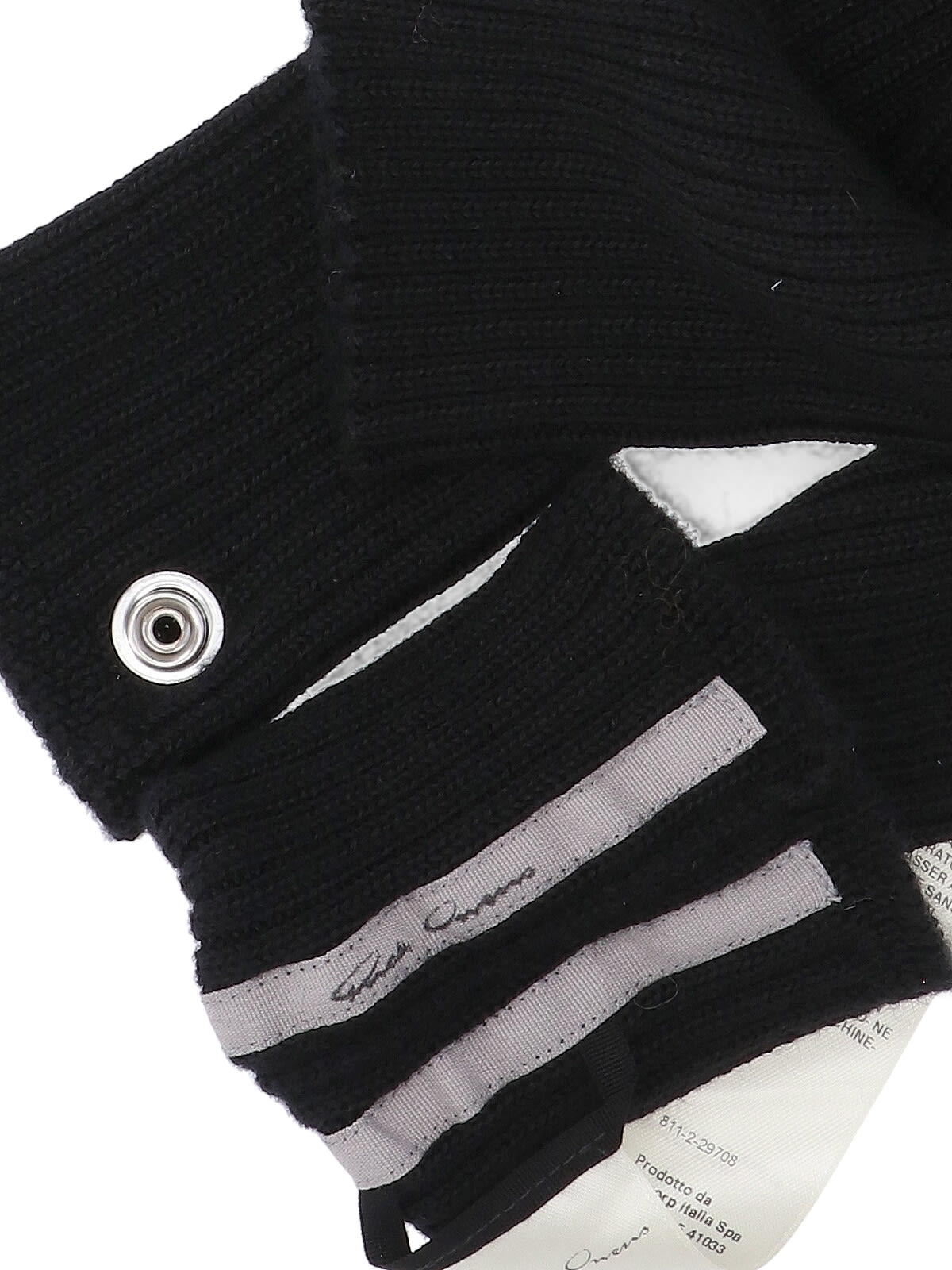 Rick Owens Knit Gloves With Button Detail And Ribbed Texture In Black