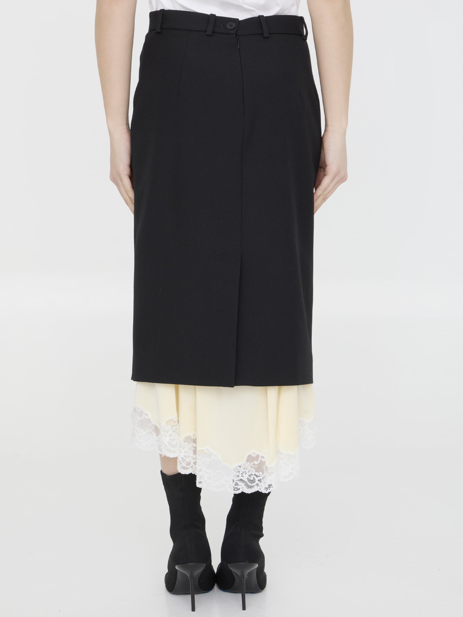 Shop Balenciaga Lingerie Tailored Skirt In Black/cream