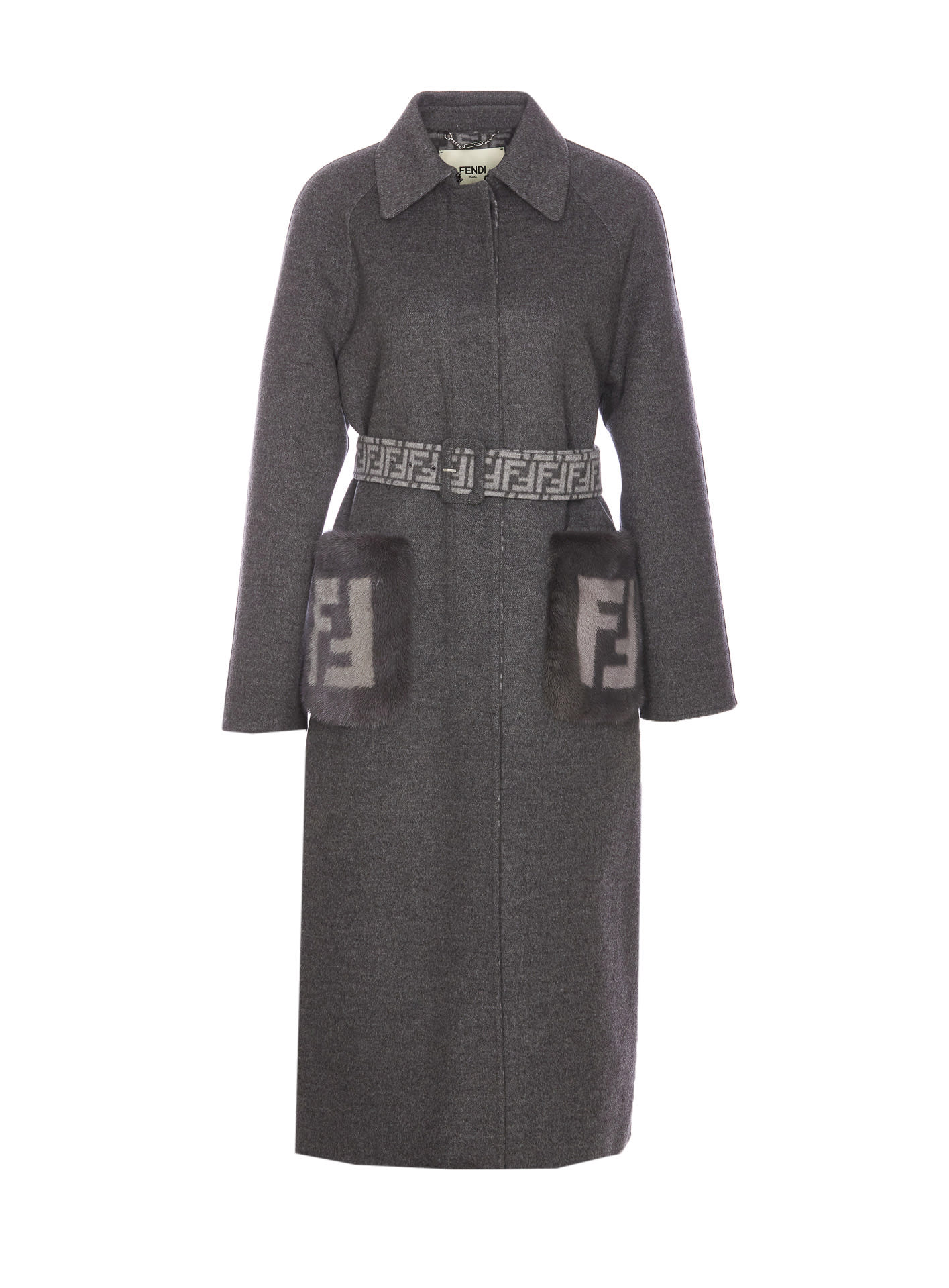 Shop Fendi Grey Wool Coat