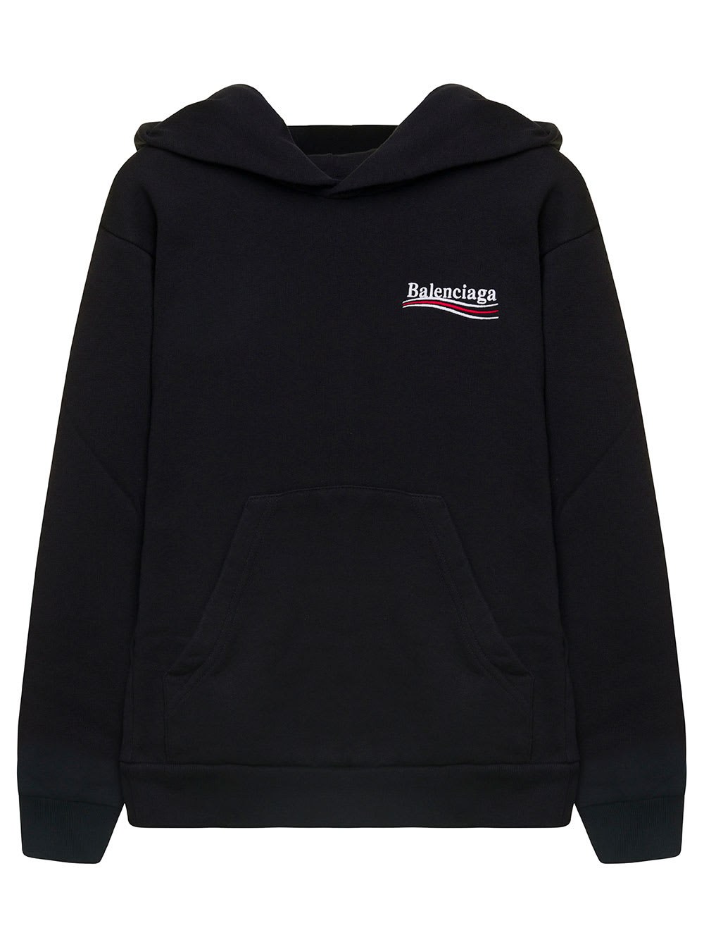 Balenciaga Black Hoodie With Logo Print On The Front And Back In Cotton Girl
