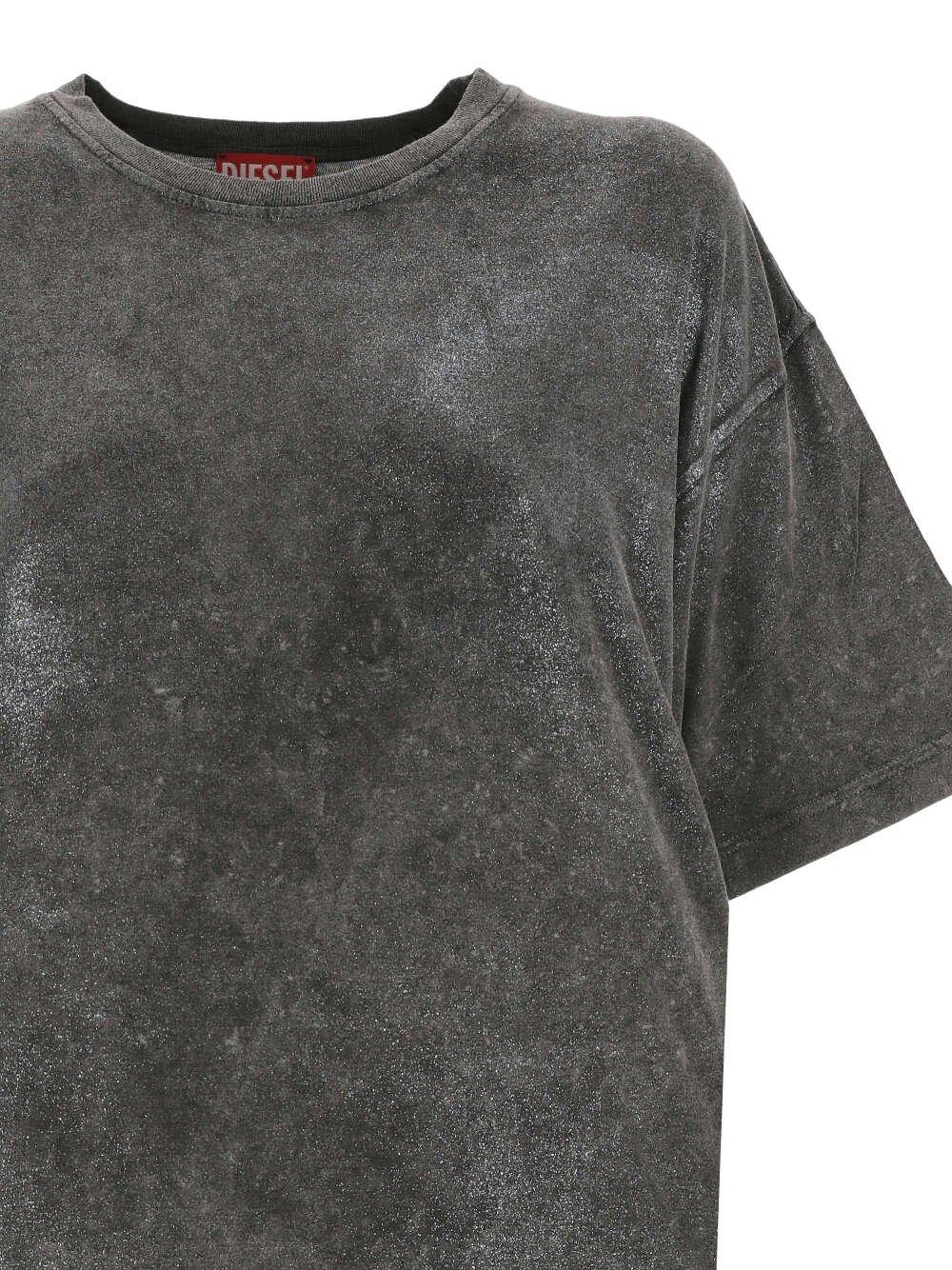 Shop Diesel T-buxt Faded Metallic T-shirt In Black/grey