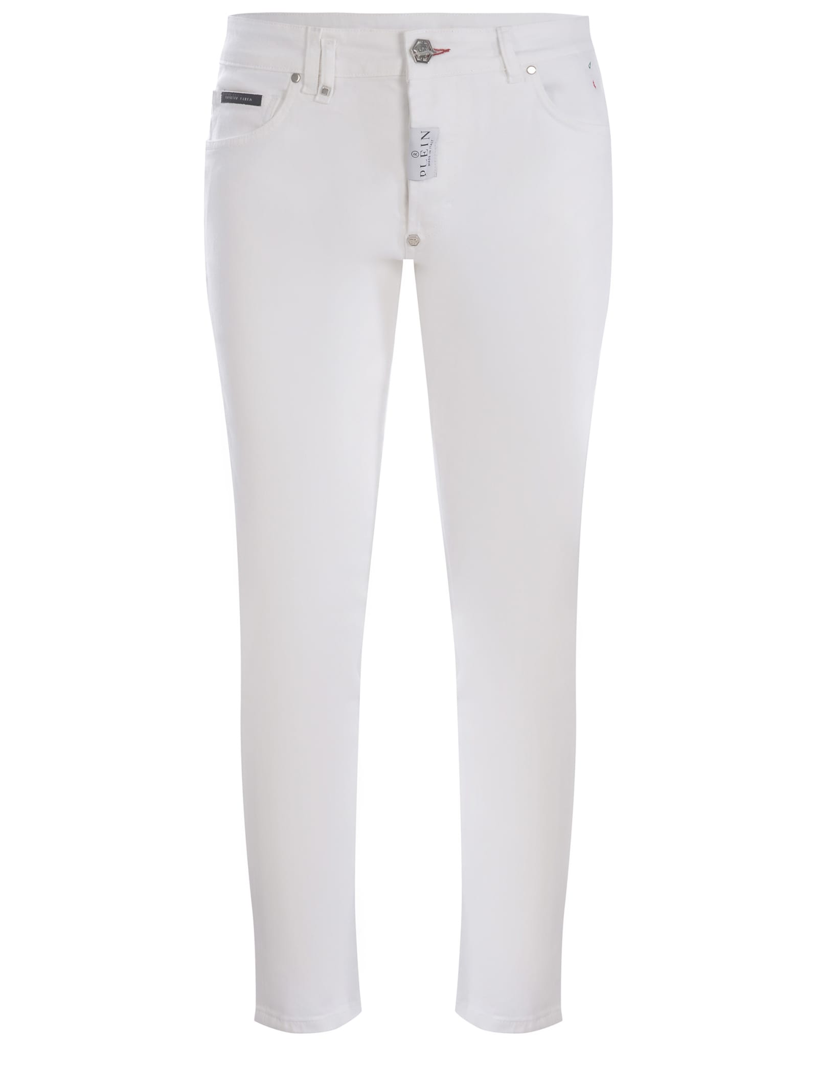 Shop Philipp Plein Jeans  Made Of Denim In Bianco