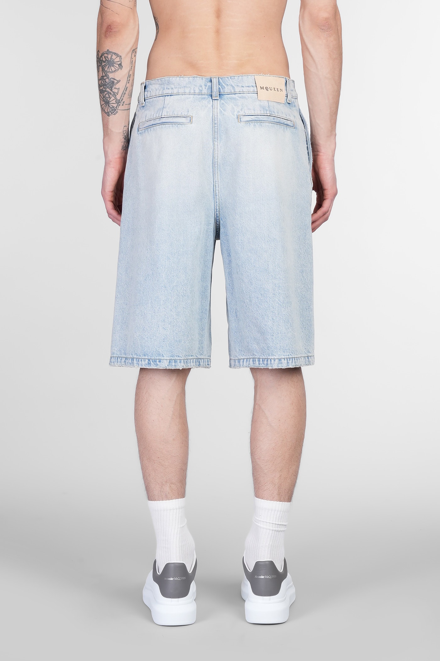 Alexander Mcqueen Stonewashed Denim Shorts In Washed