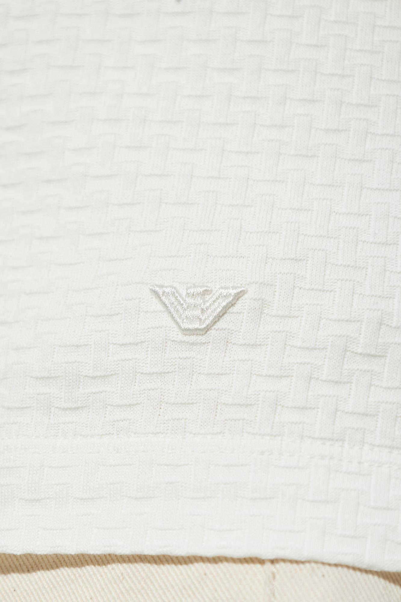 Emporio Armani Logo Embroidered Short-sleeved Polo Shirt In White