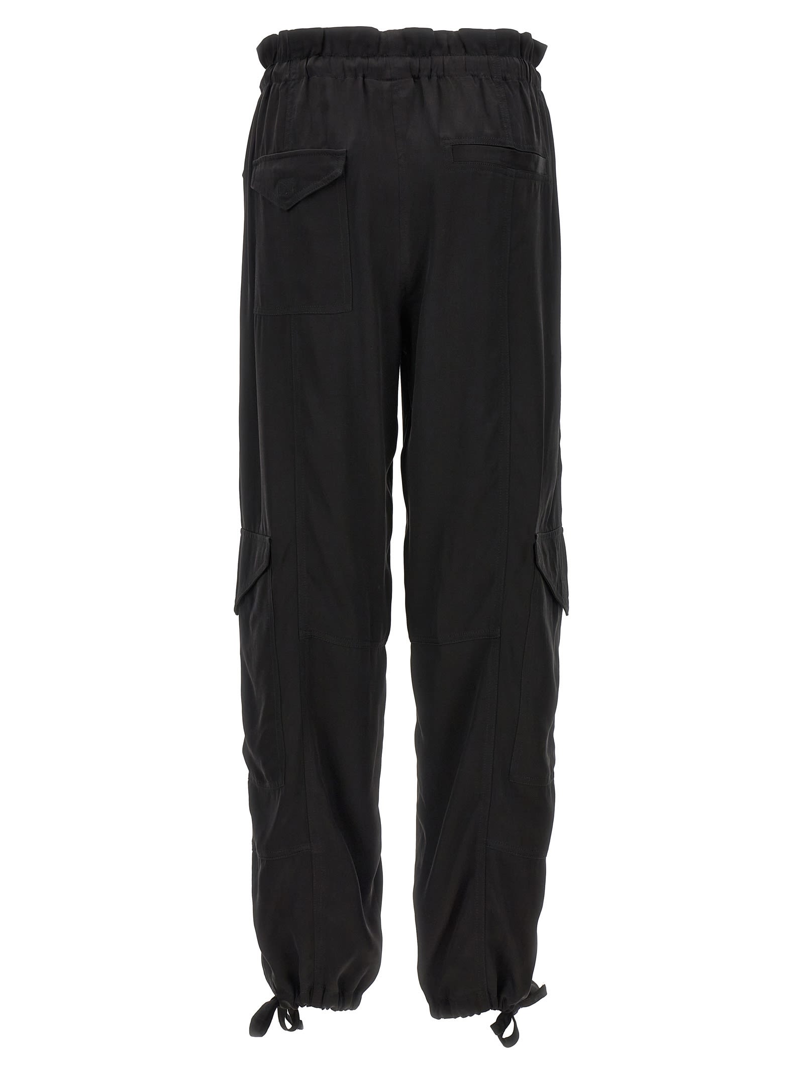 Shop Ganni Satin Cargo Pants In Black