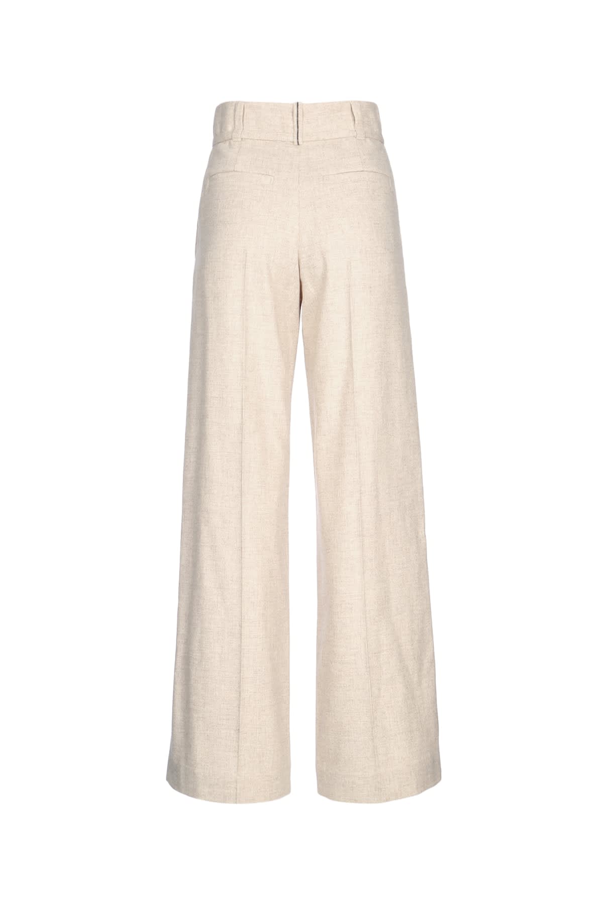 Brunello Cucinelli Belted Wool And Cashmere Wide-leg Pants In Pink