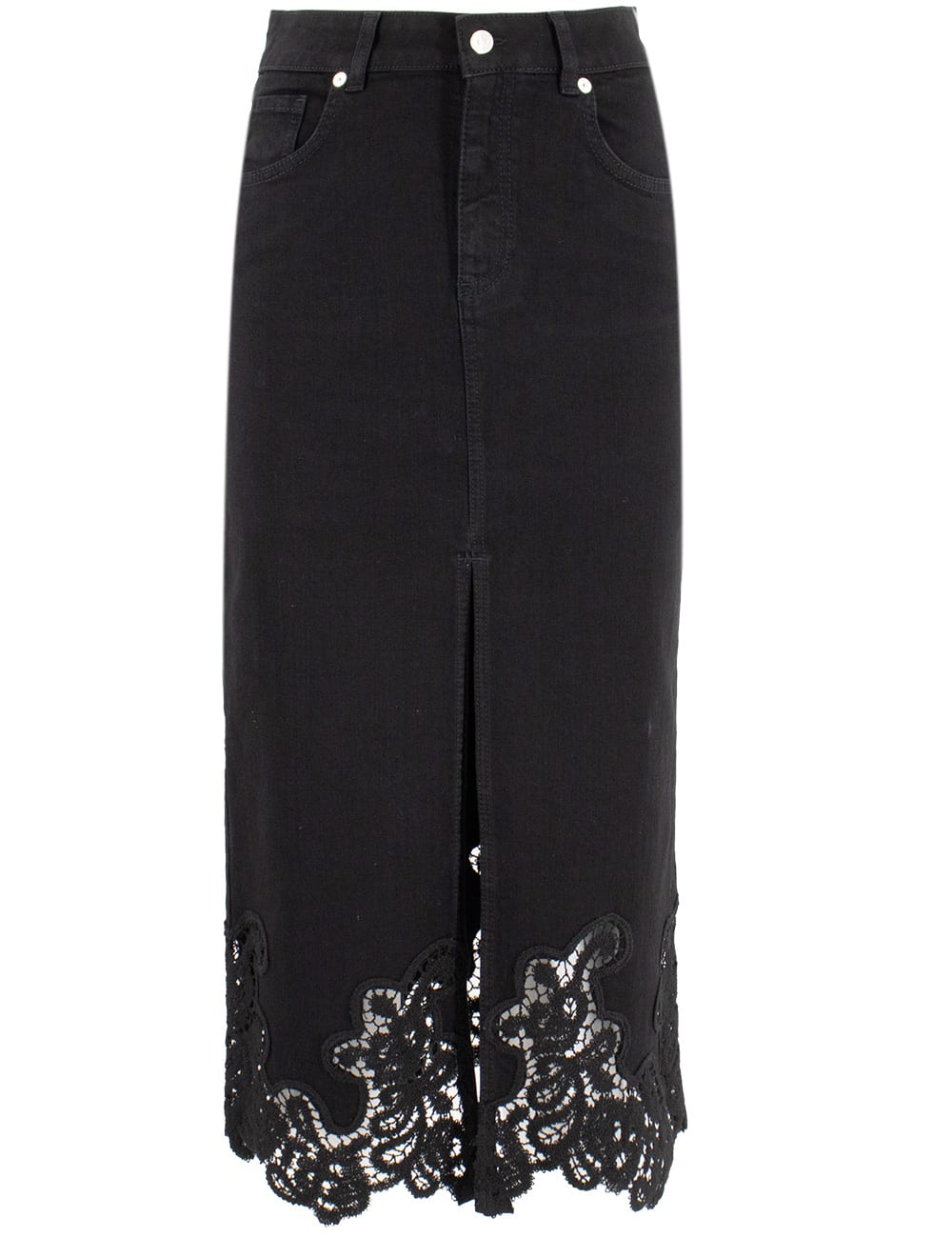 Shop Ermanno Firenze Skirt In Denim Nero