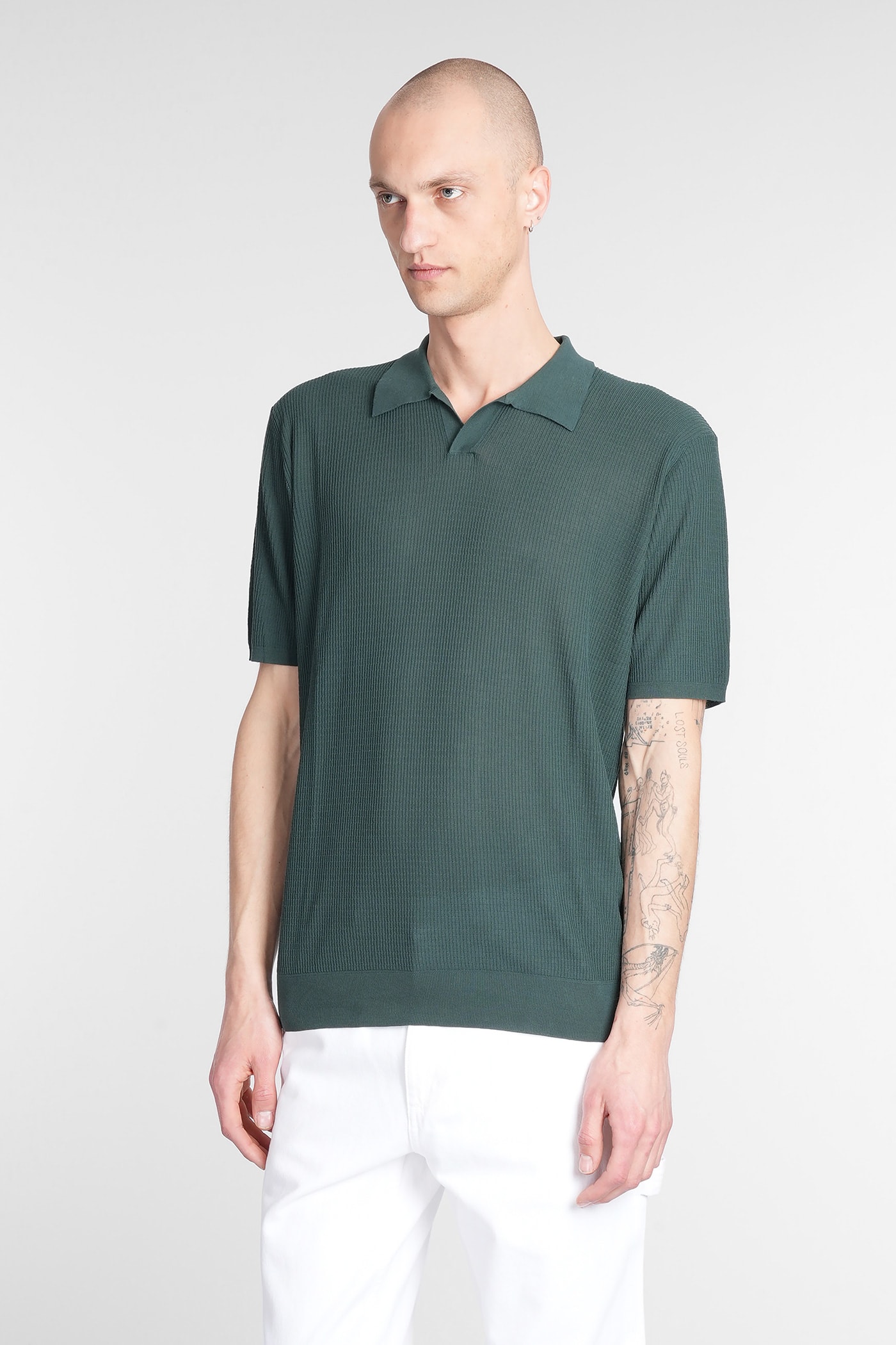 Roberto Collina Polo In Green Cotton In Green