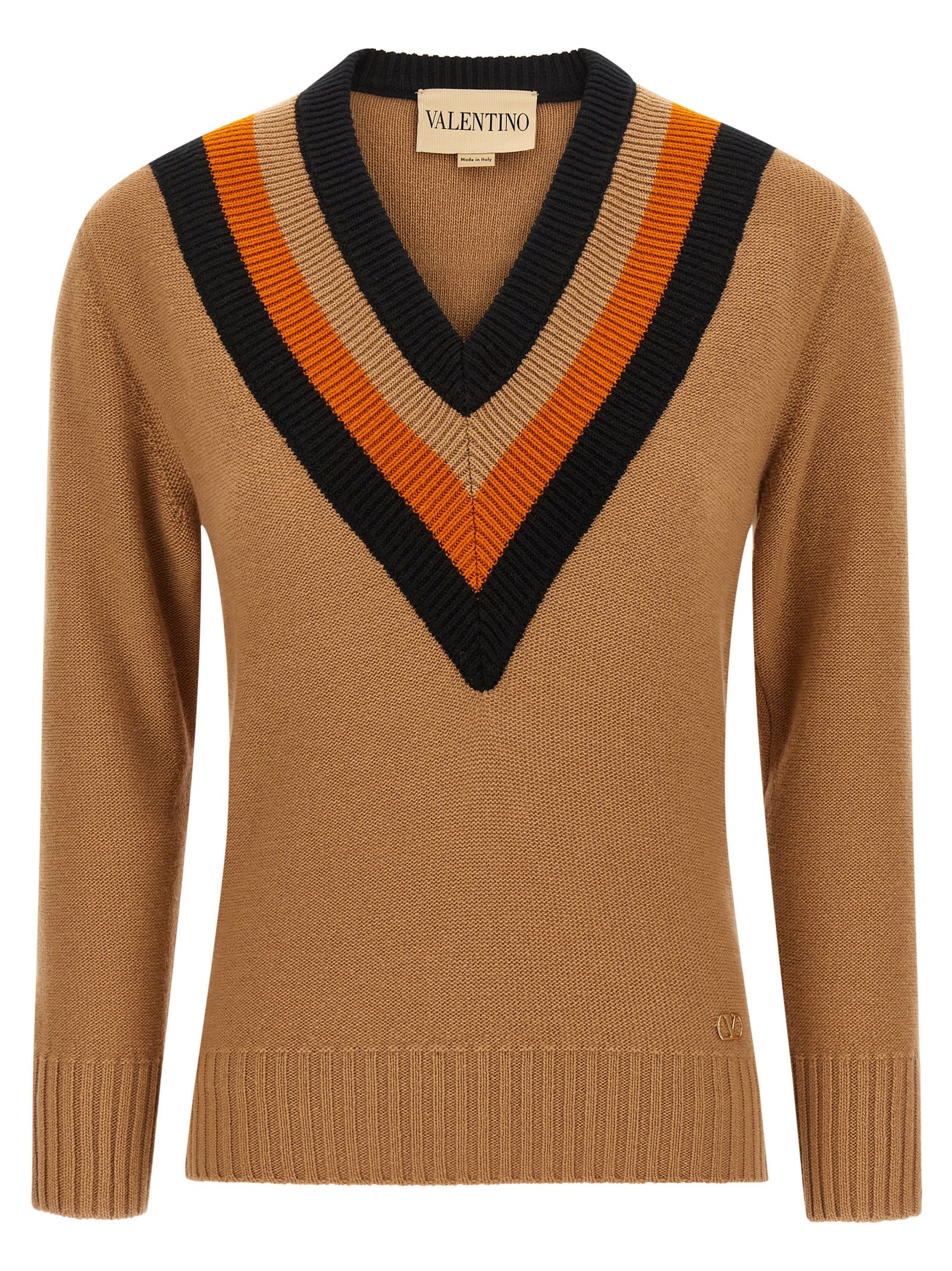 Valentino Garavani Wool Sweater Sweaters And Cardigans Beige In Brown