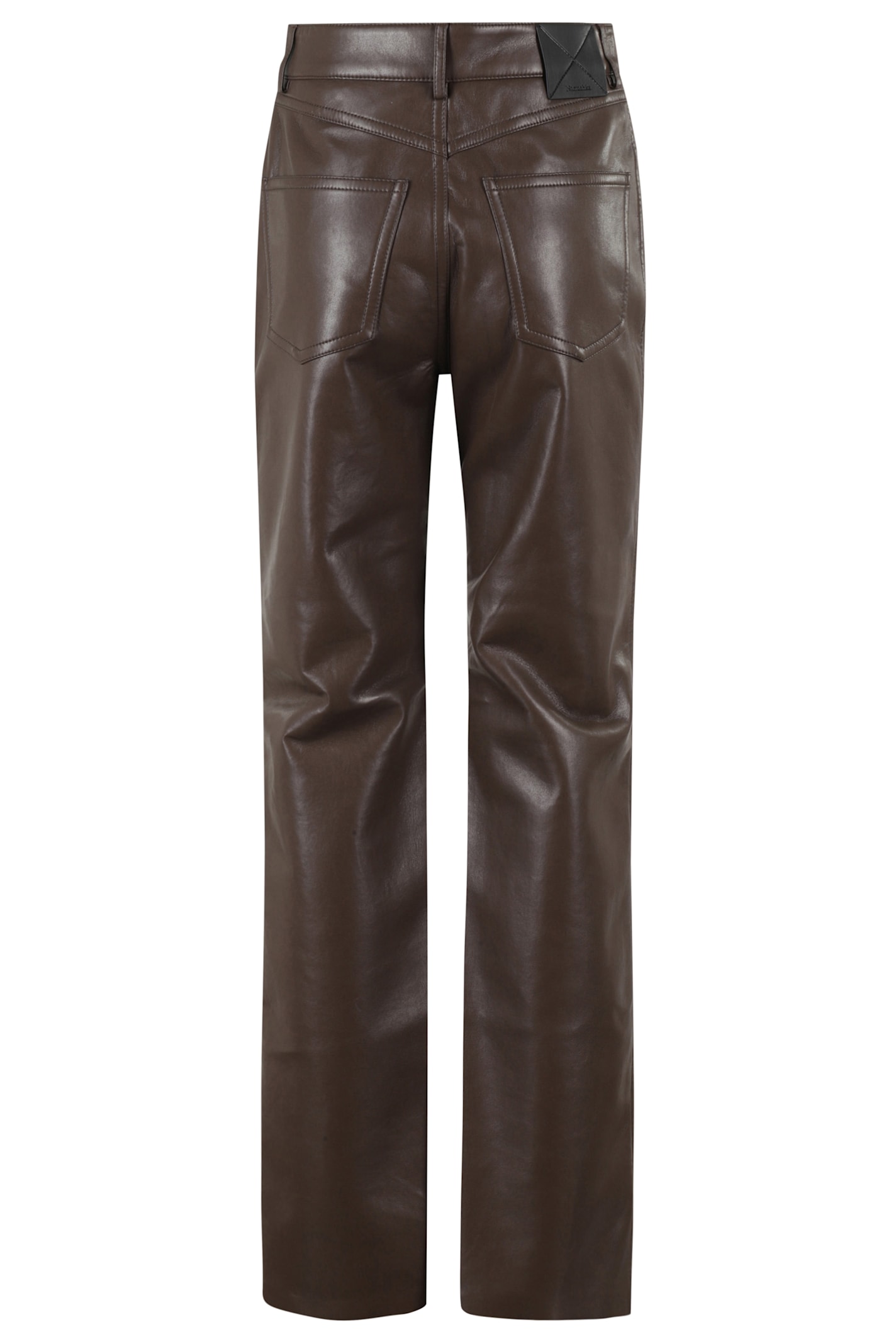 Nanushka Seldes Straight-leg Pants With Glossy Finish In Brown
