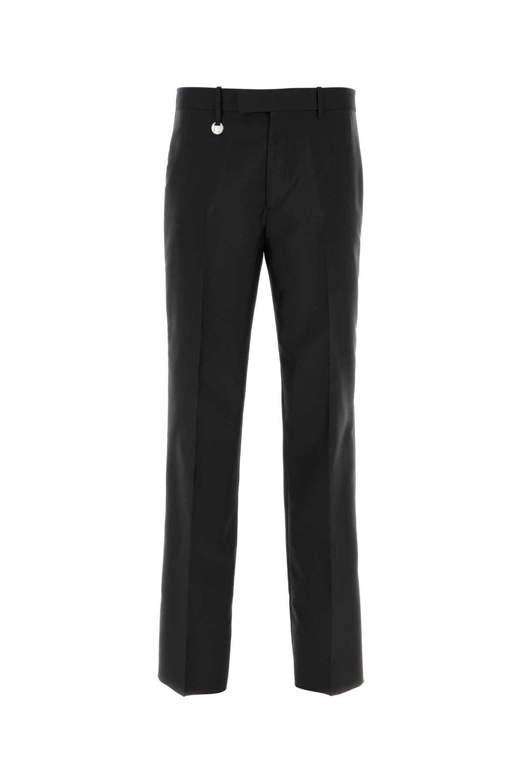 Shop Burberry Straight-leg Logo Charm Tailored Trousers In Black