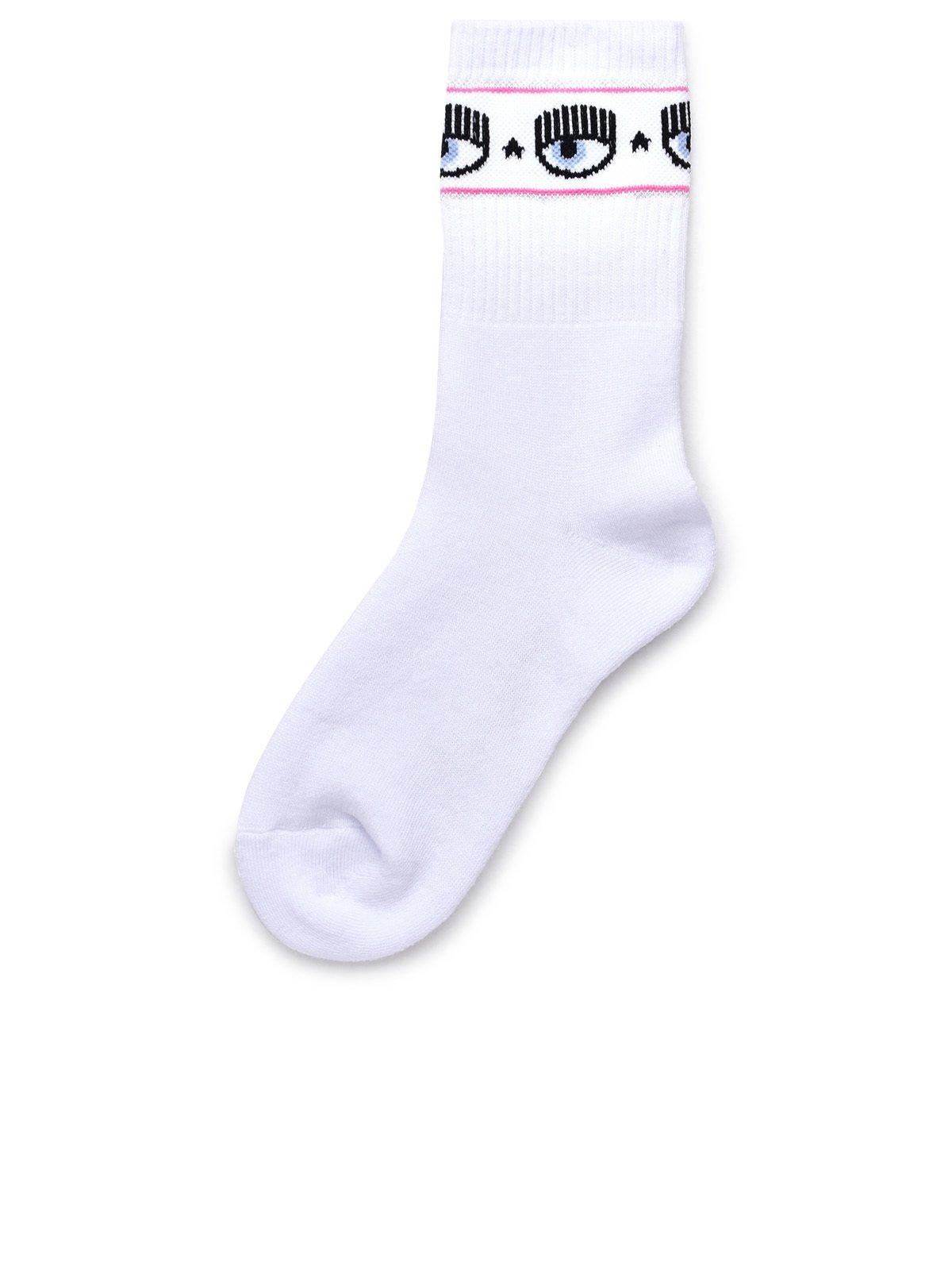 Shop Chiara Ferragni Eyelike Intarsia-knit Socks In Bianco
