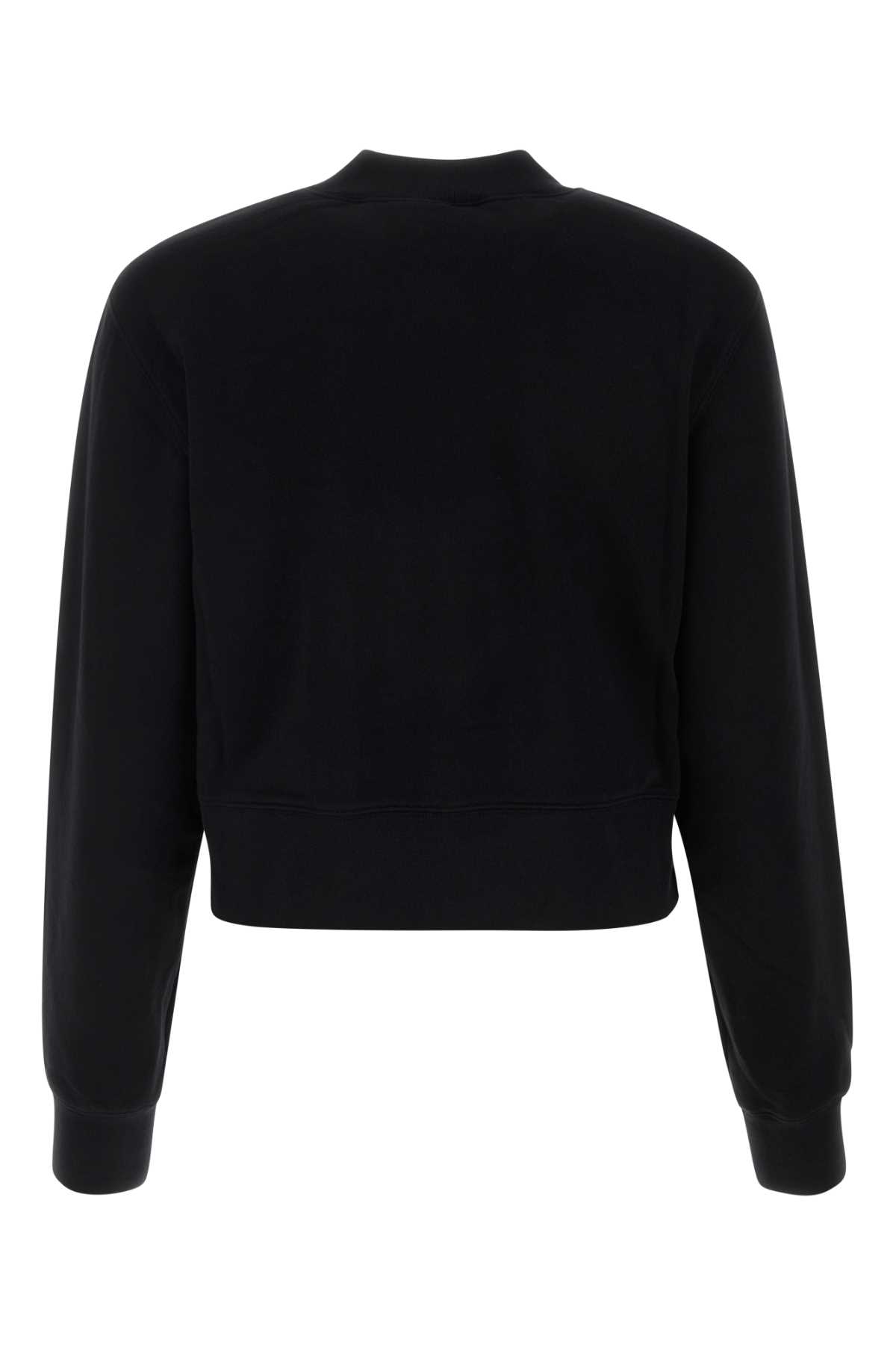 Shop Palm Angels Black Cotton Sweatshirt In Blackblack