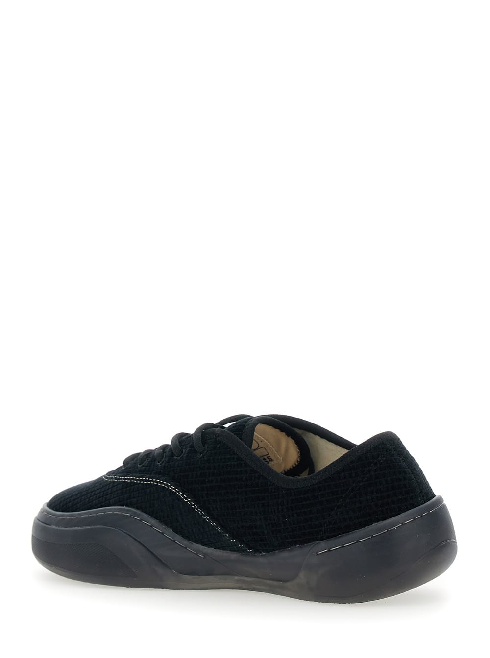 Erl Low Skate Mule Black Low-top Sneaker With Side Logo In Cotton Man In Black