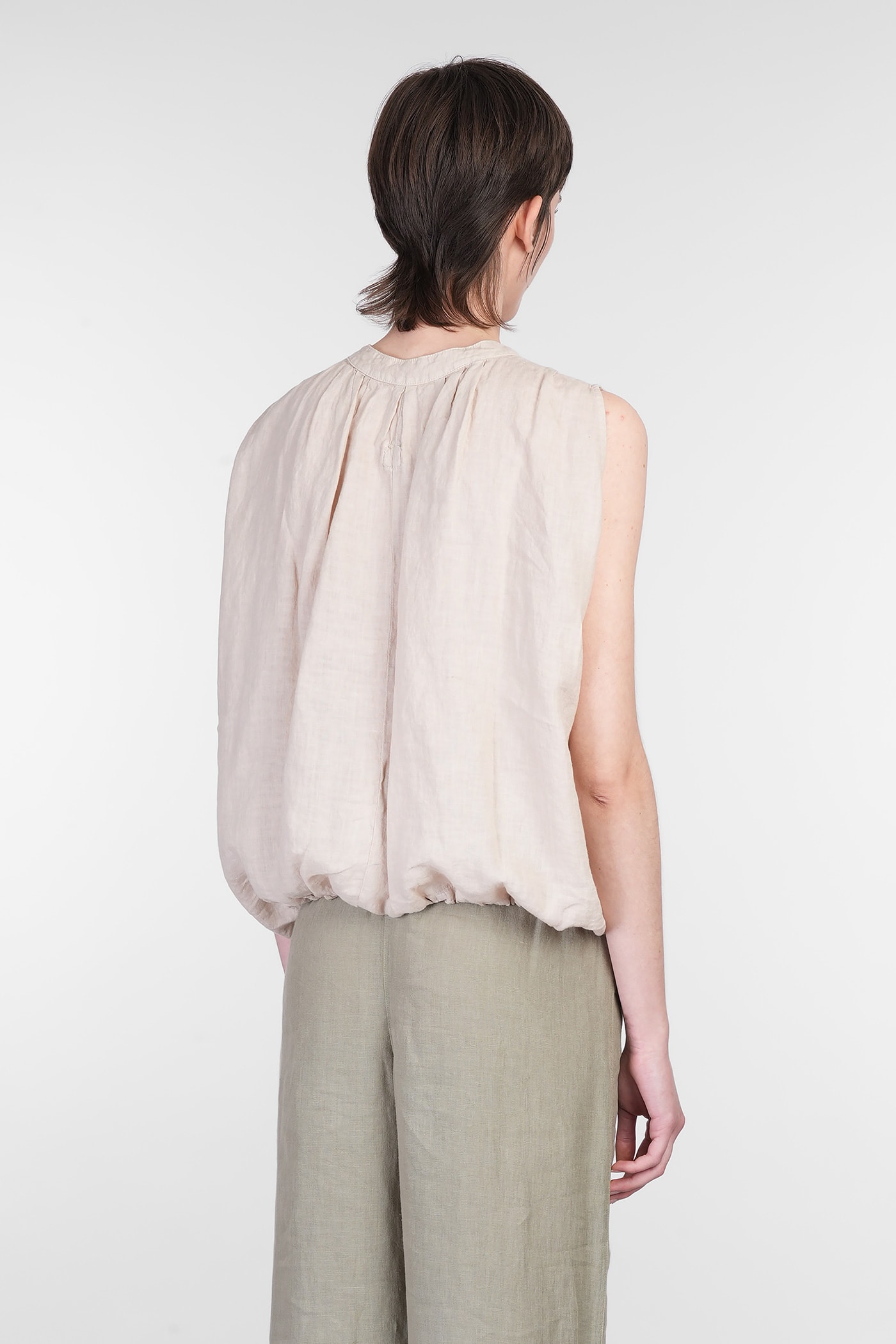 120% Lino Topwear In Taupe Linen