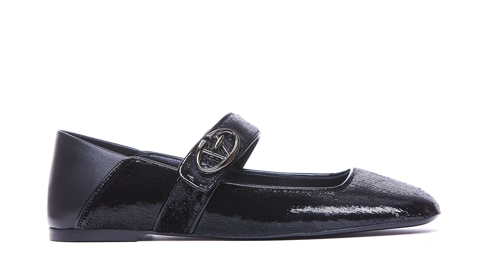 Shop Valentino Mary-jane Vlogo Locker Flats In Black