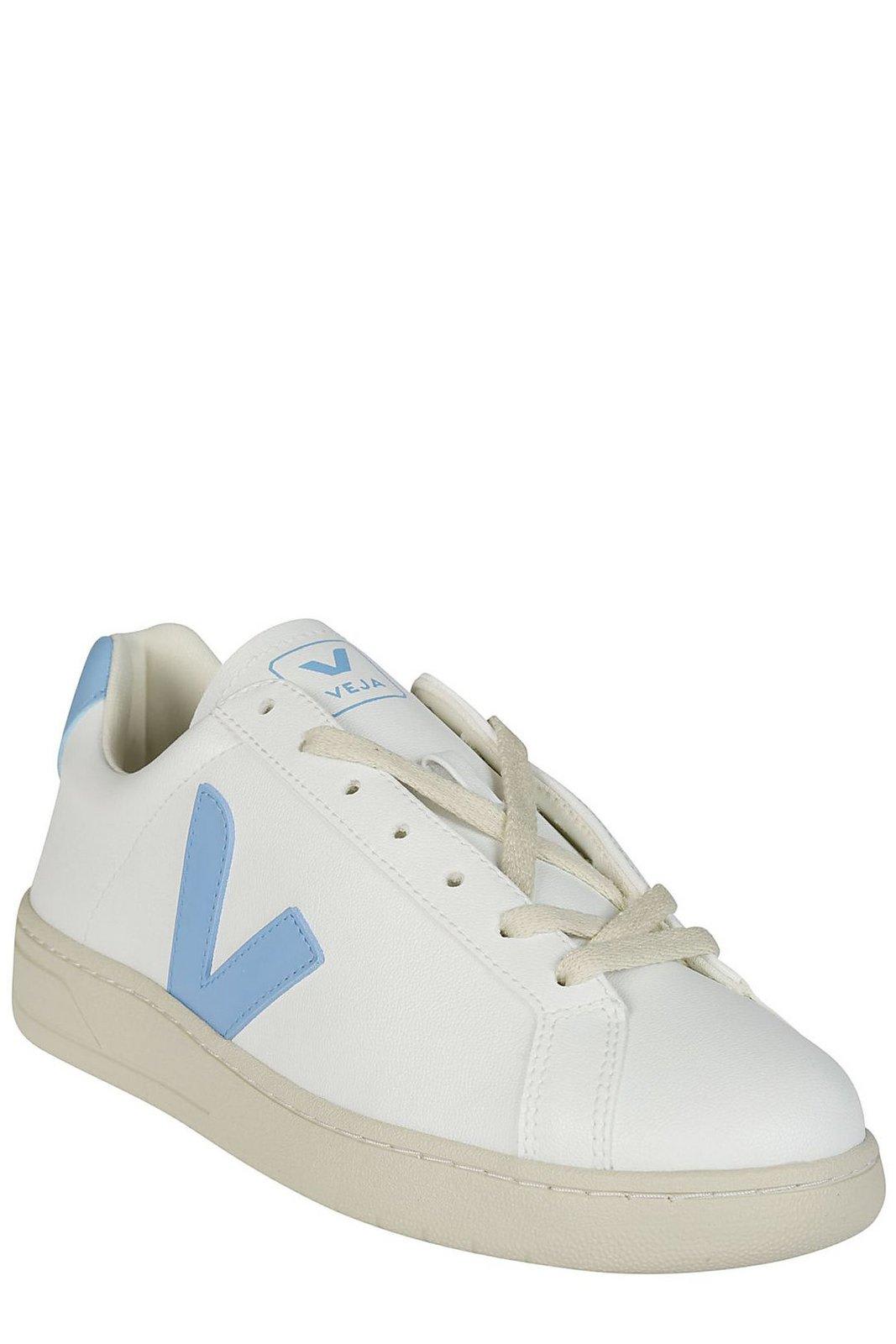 Shop Veja Urca Logo Printed Sneakers In White/blue
