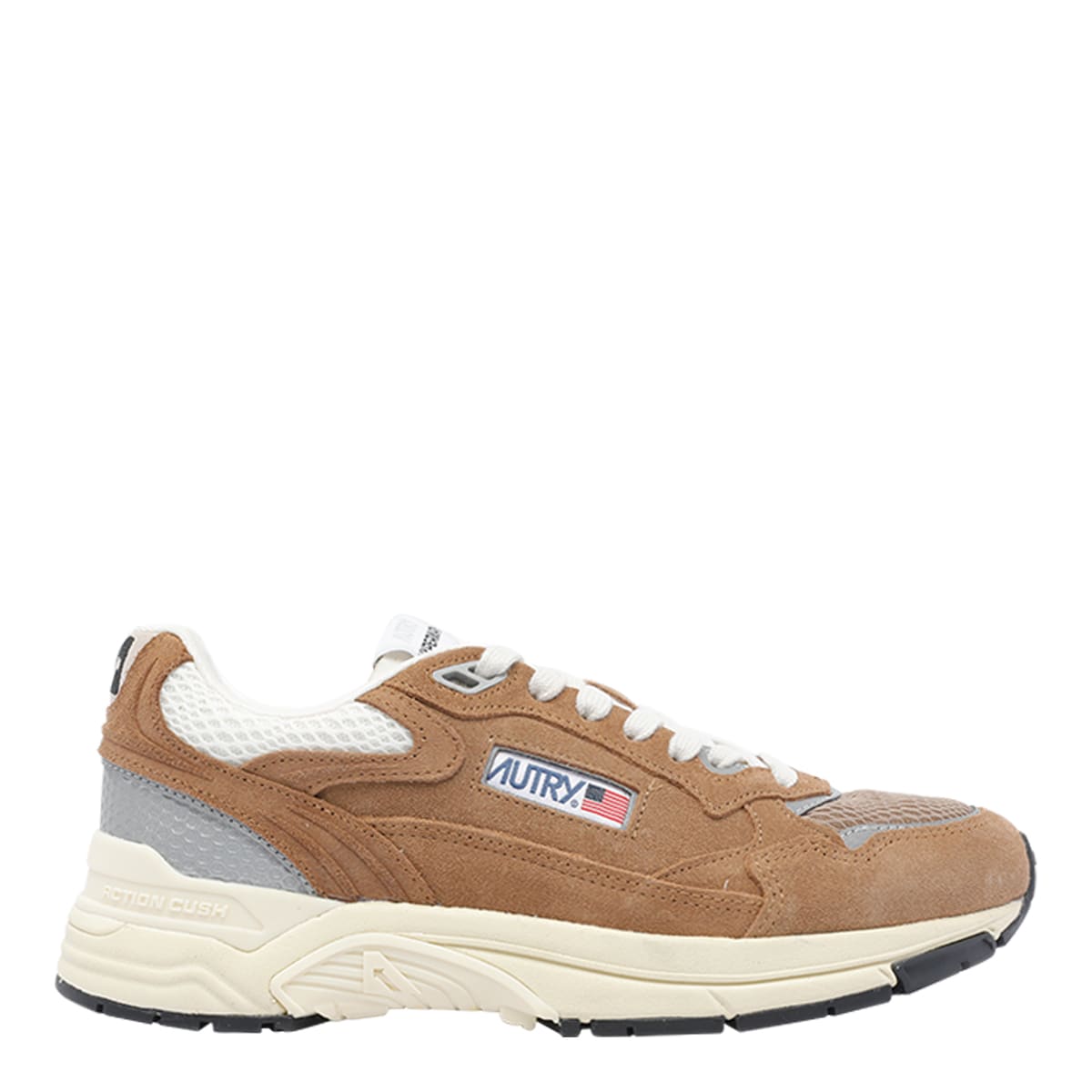 Autry Hyperway Sneakers In Cigar And Silver Mesh And Suede In Brown
