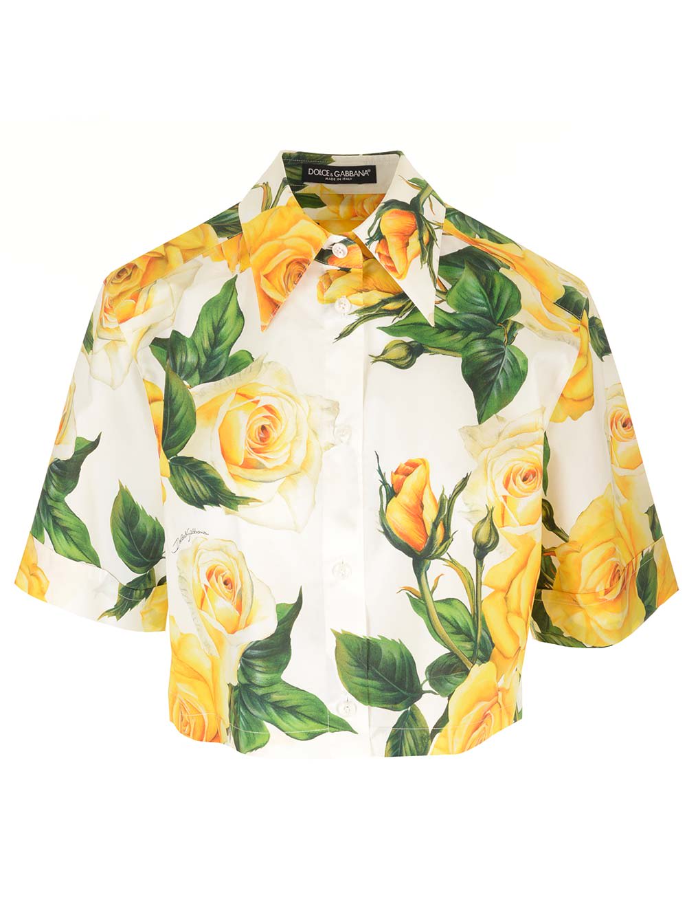 DOLCE & GABBANA ROSES PRINT CROPPED SHIRT