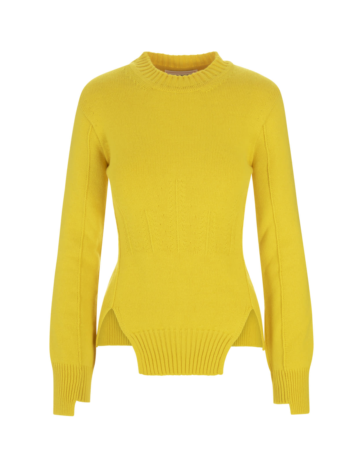 Alexander McQueen Woman Yellow Cashmere Sweater With Corset Stitching