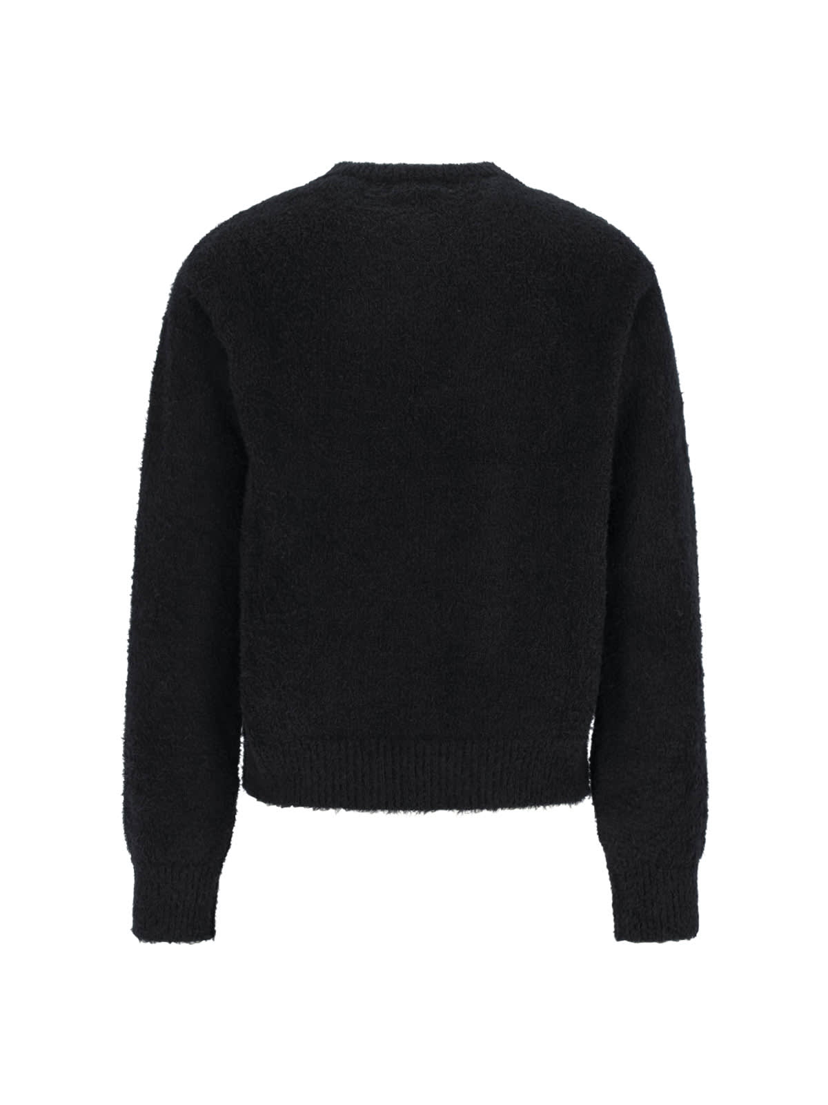 Mfpen Open Collar Ribbed Knit Sweater In Black