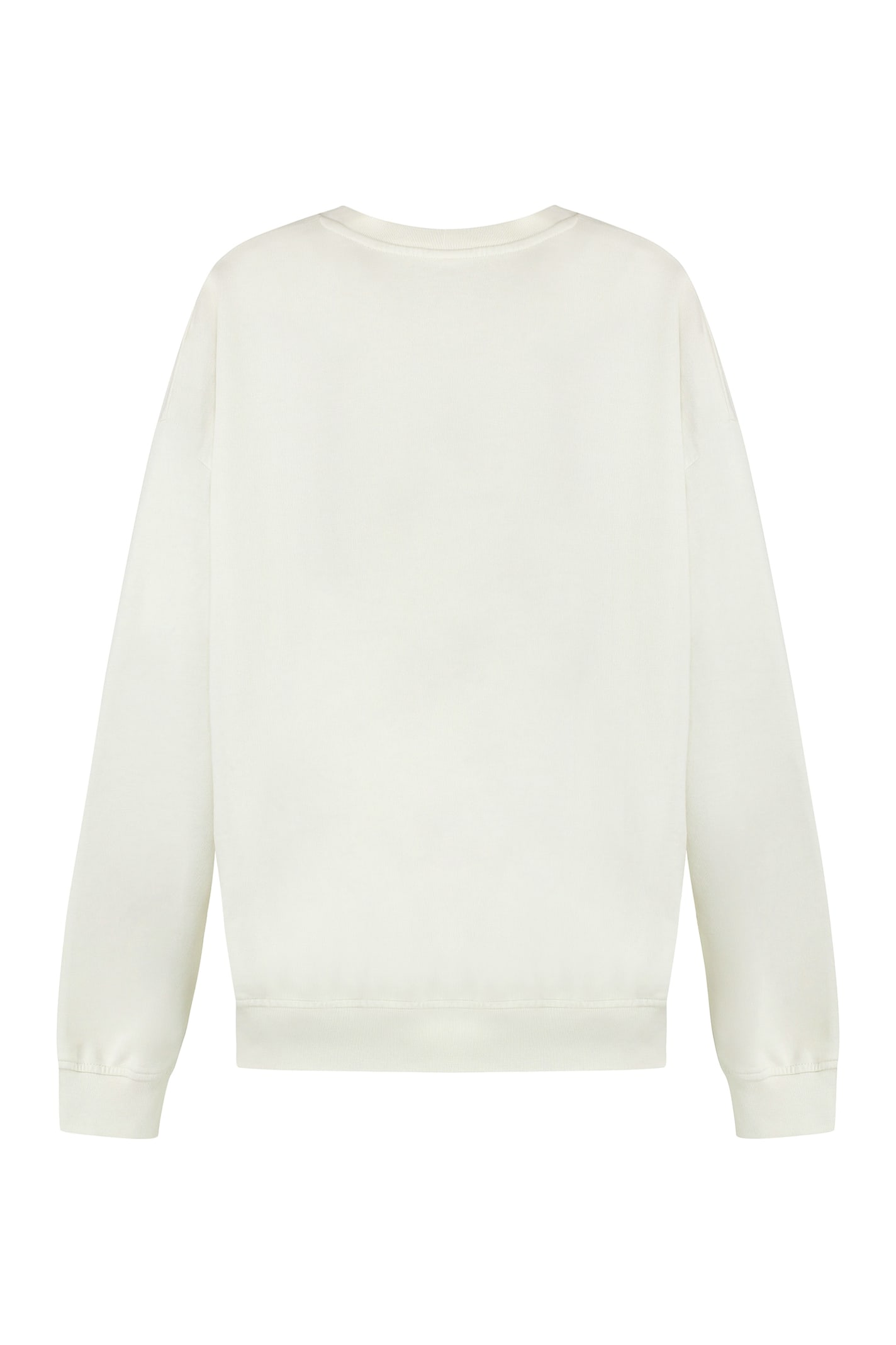 Shop Ganni Cotton Crew-neck Sweatshirt In Ivory