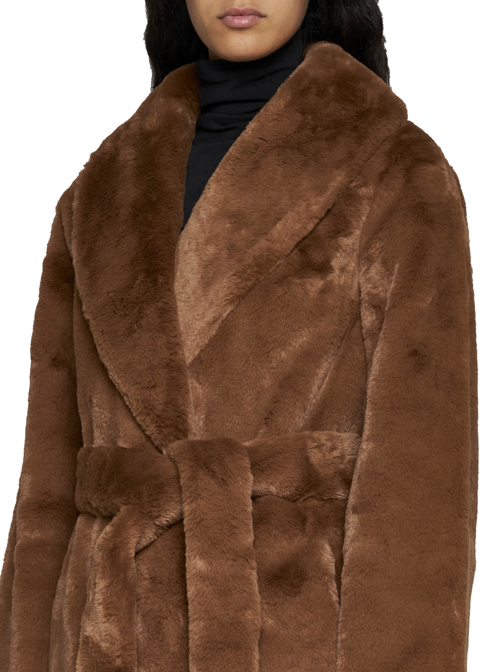 Shop Apparis Coat In Camel