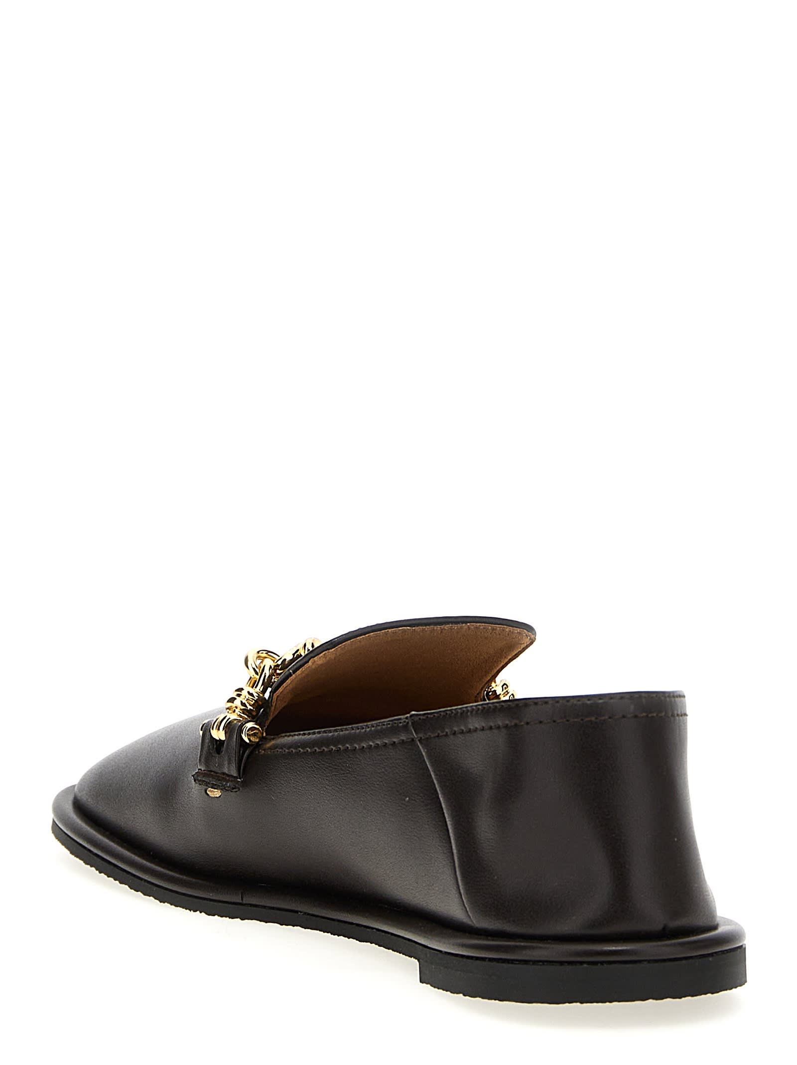 Stella Mccartney Loafers Flat Sole Round Toe Gold-tone Hardware In Brown