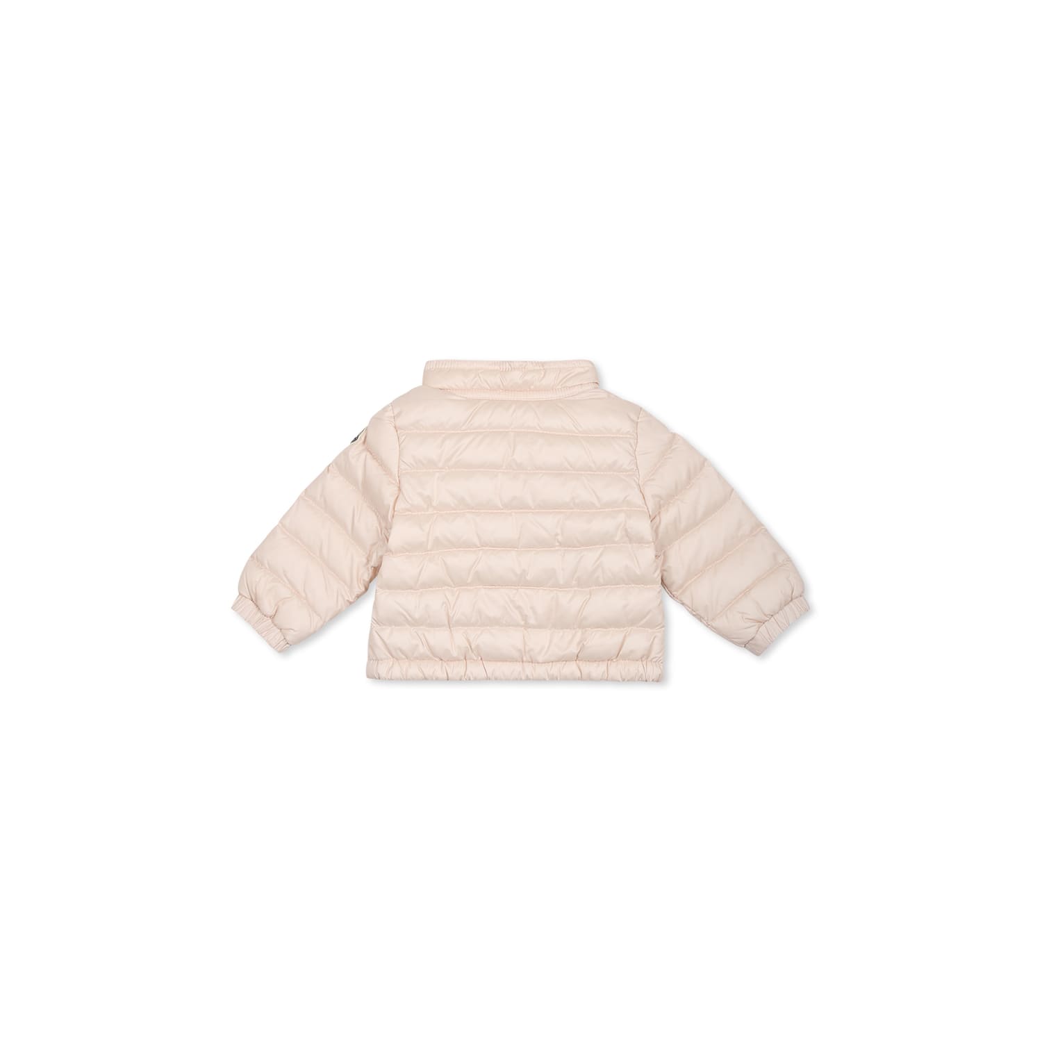 Moncler Pink Down Jacket For Baby Girl With Logo In Pink